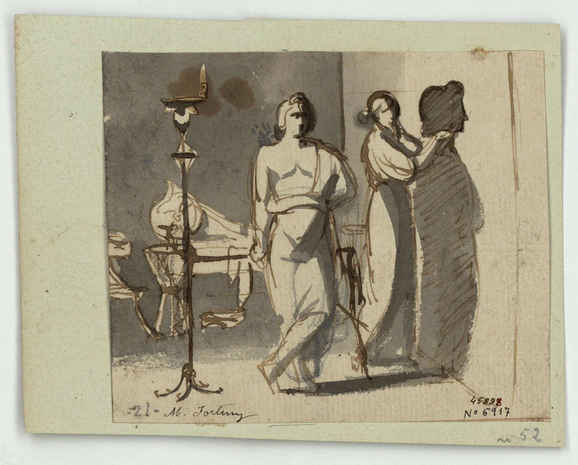 image for: Marià Fortuny - Cora, filla de Dibutades de Sicione, dibuixant el perfil del seu amant - Cap a 1856-1858