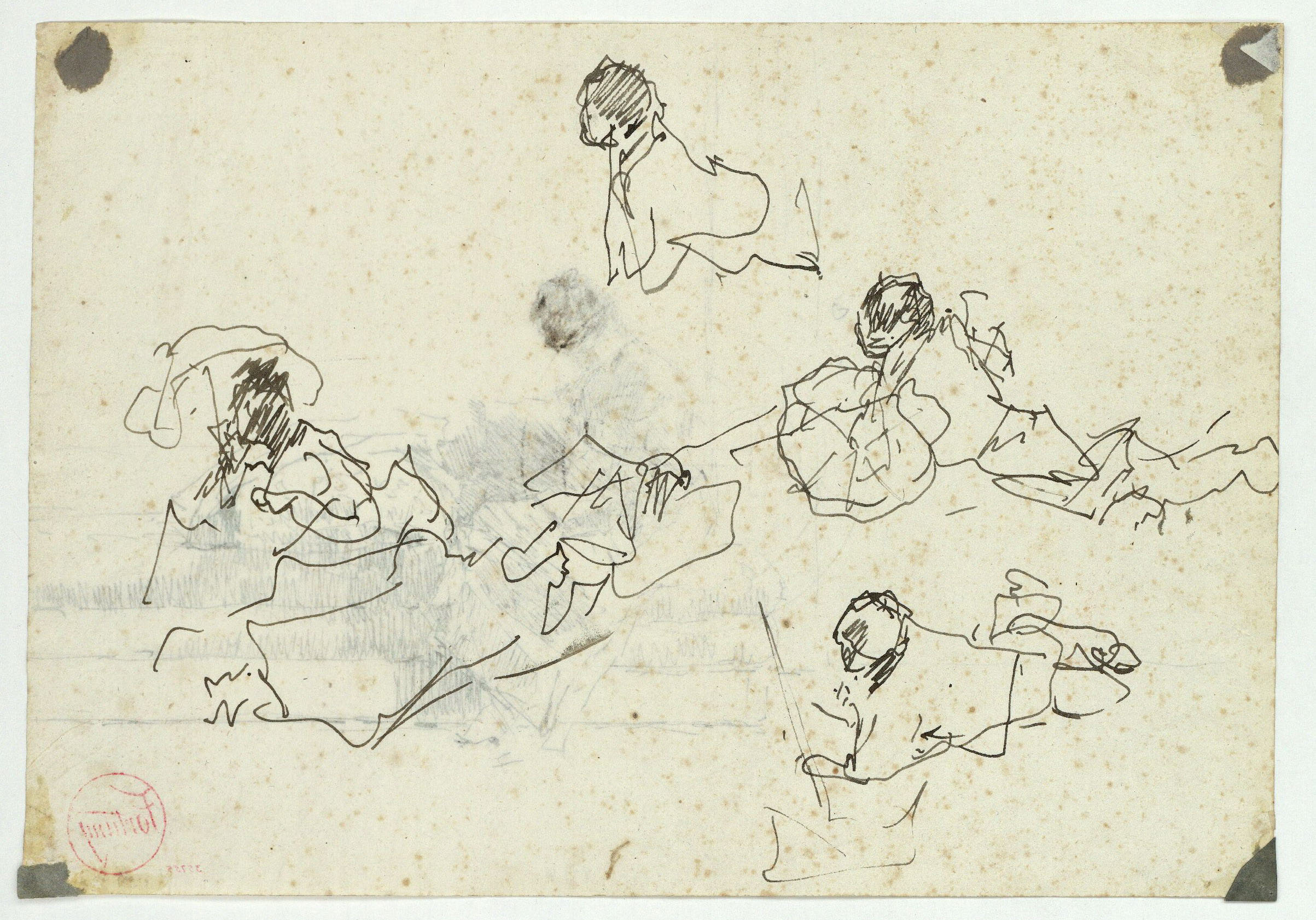 image for: Marià Fortuny - Emma Zaragoza, dona d&#039;Agrassot, asseguda en un divan (anvers) / Estudi per al quadre «Platja de Portici» (revers) - 1874 [1]