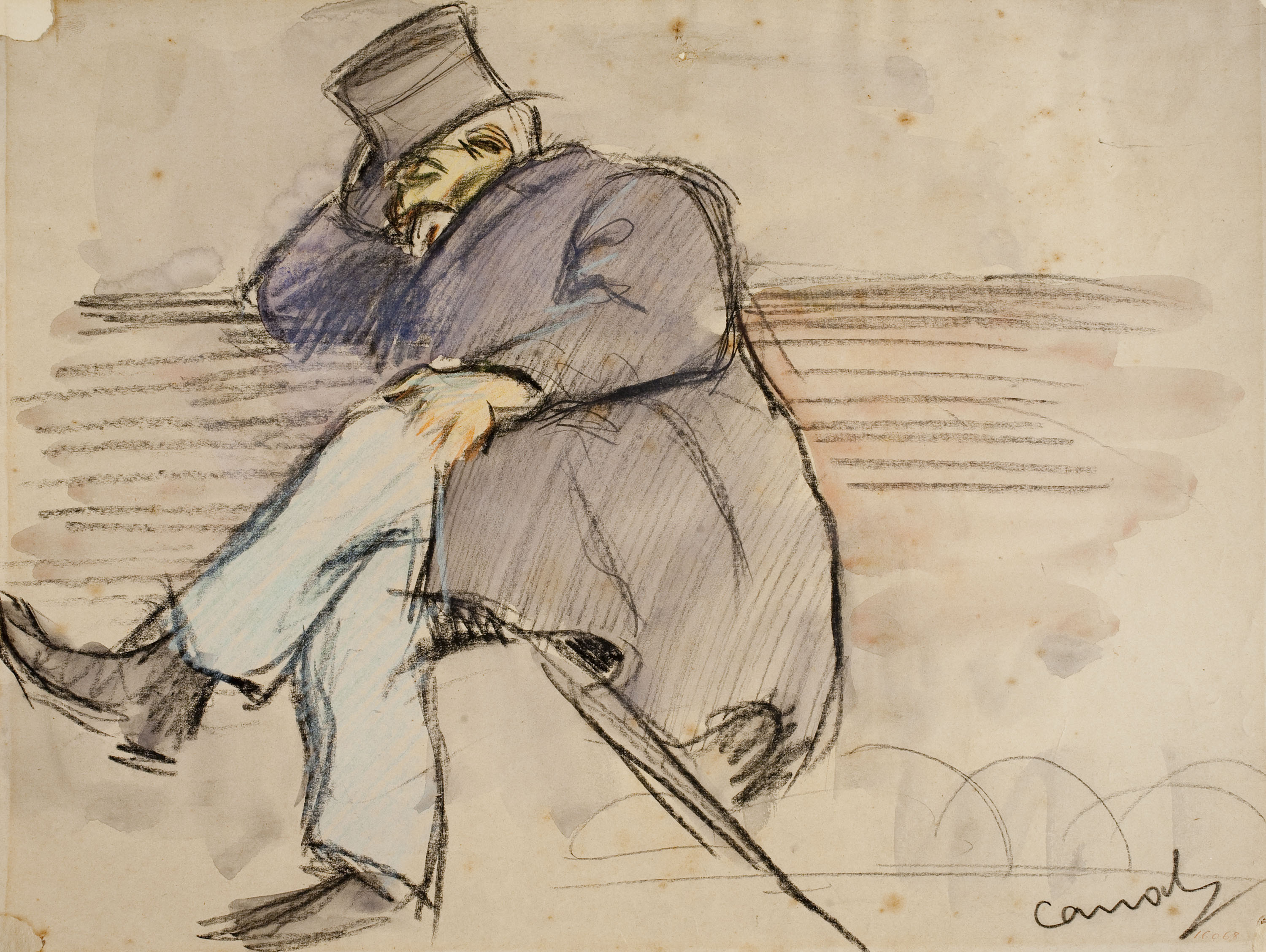 image for: Ricard Canals - Home assegut en un banc - Cap a 1896-1900