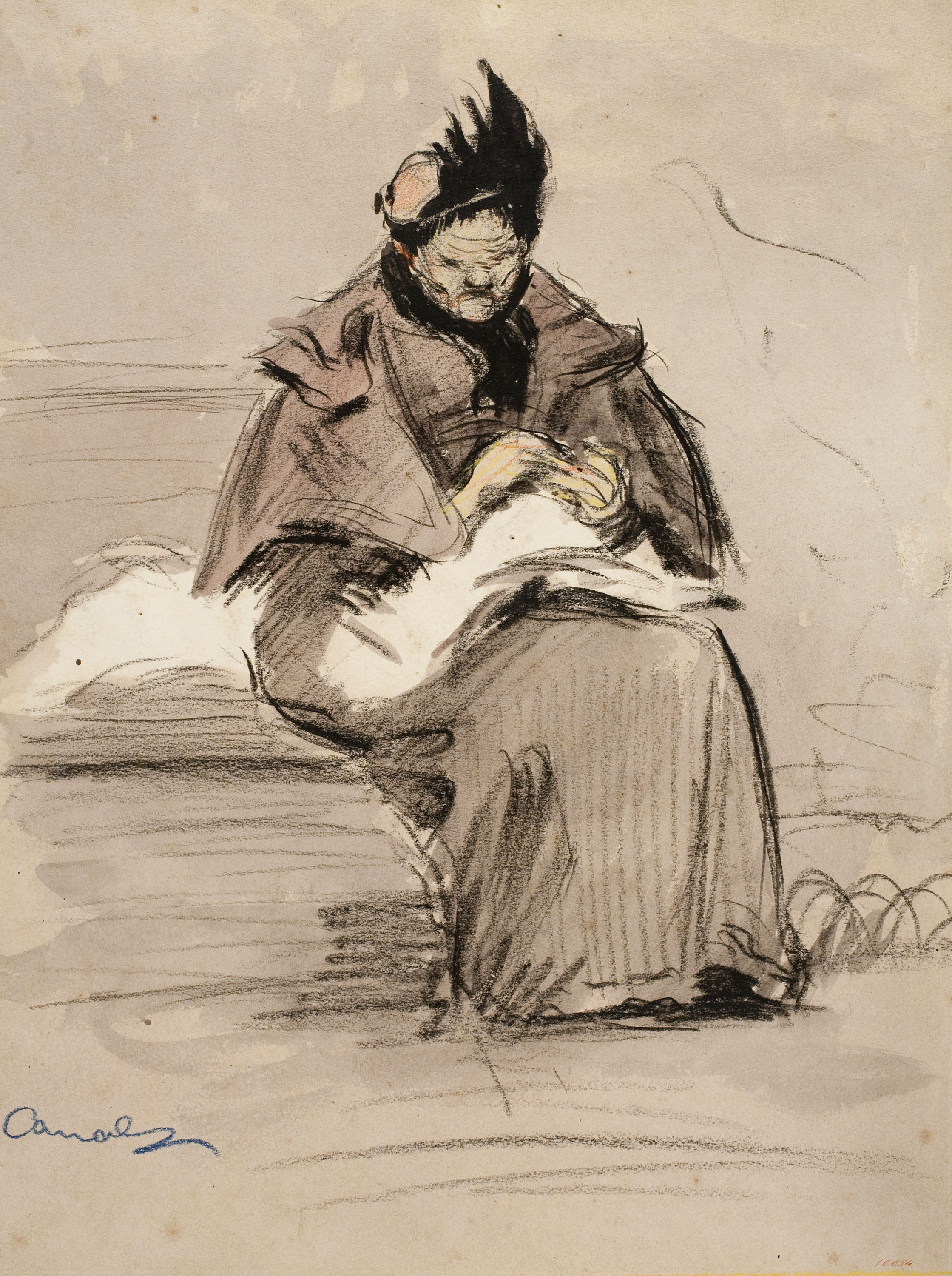 image for: Ricard Canals - Dona asseguda en un banc - Cap a 1896-1900