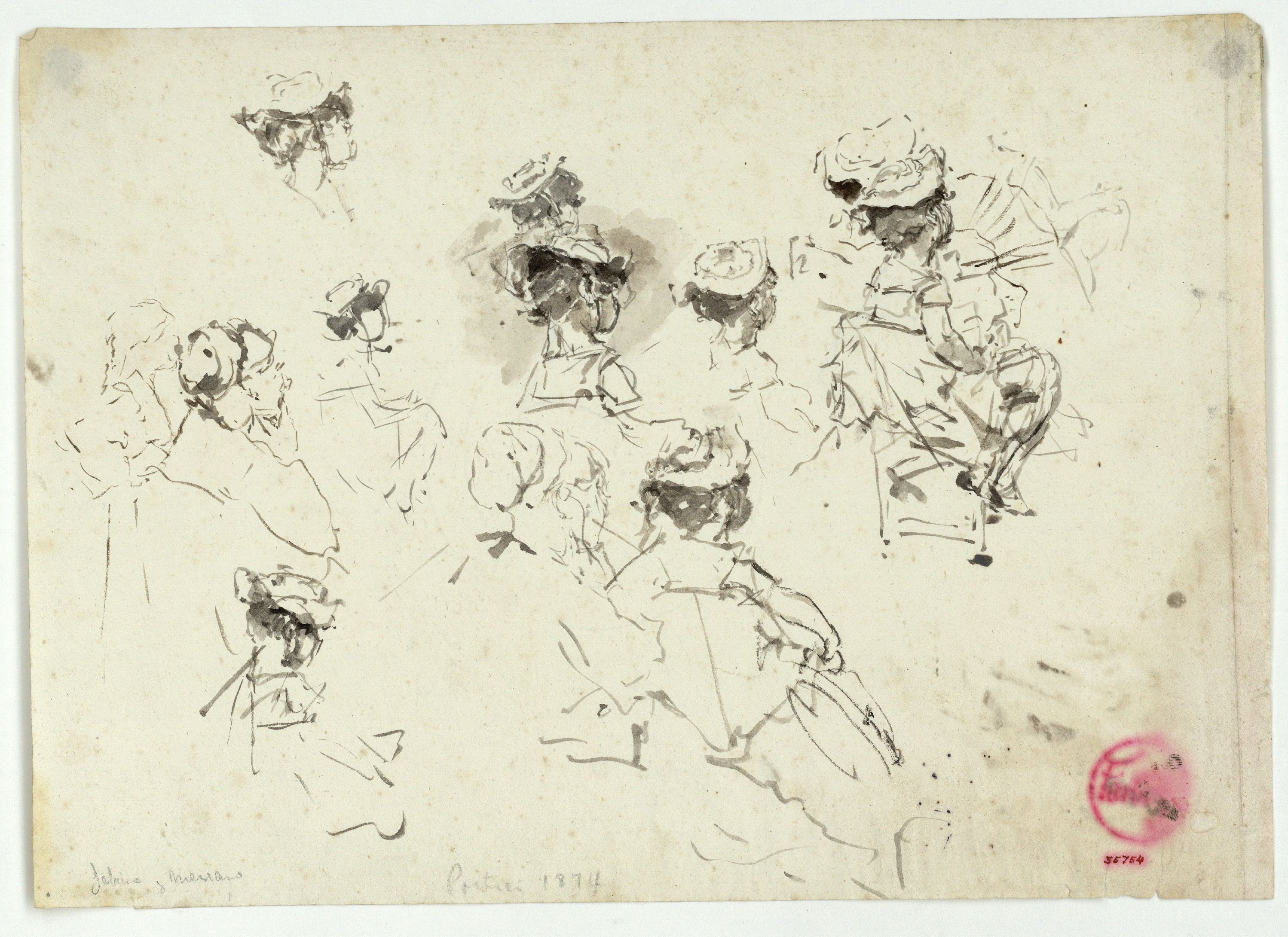 image for: Marià Fortuny - Estudi per al quadre «Platja de Portici» (anvers) / Estudi per al quadre «Platja de Portici» (revers) - Cap a 1874