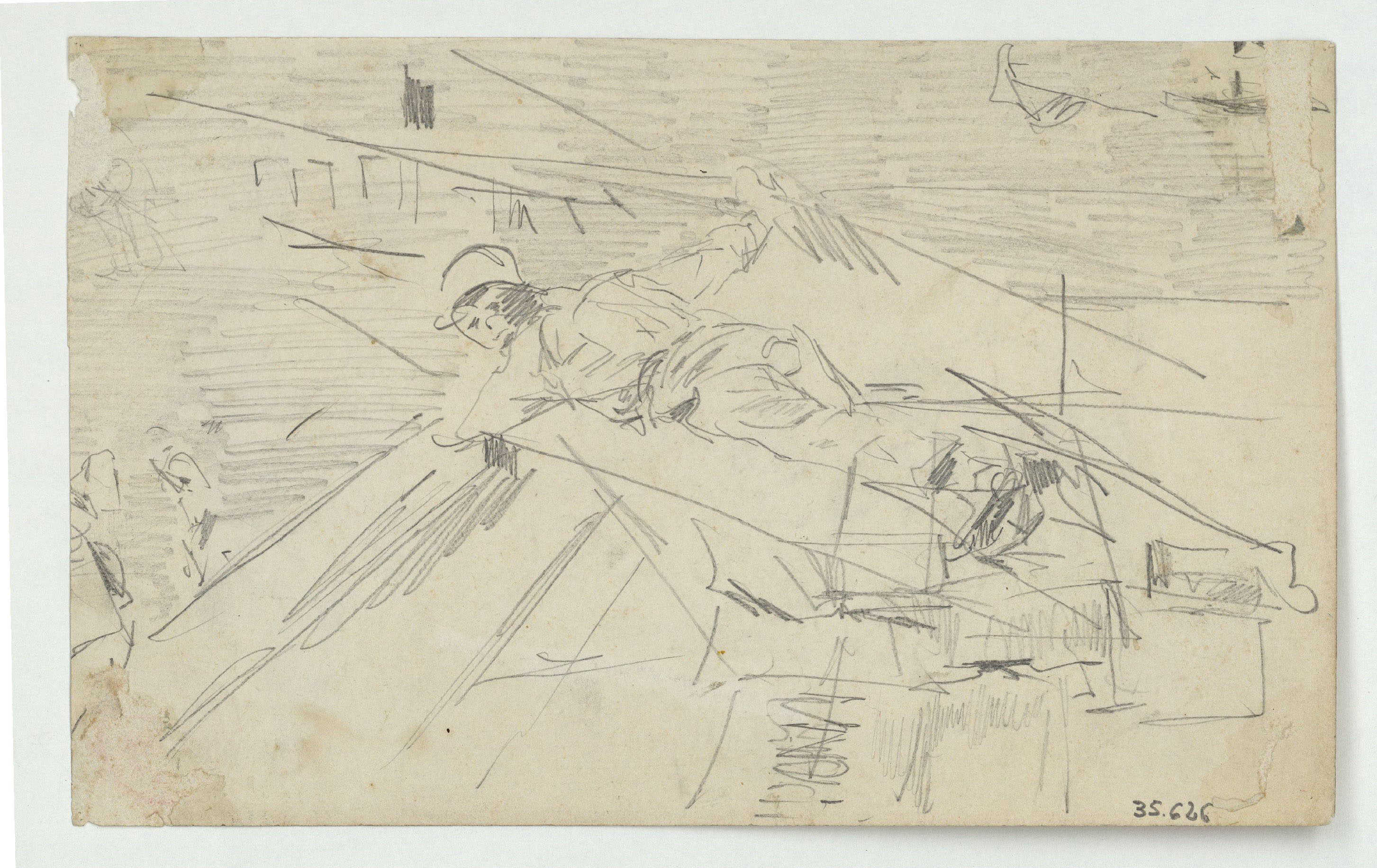 image for: Marià Fortuny - Esbós d&#039;home ajagut (anvers) / Martín Rico y yo (revers) - Cap a 1872-1874