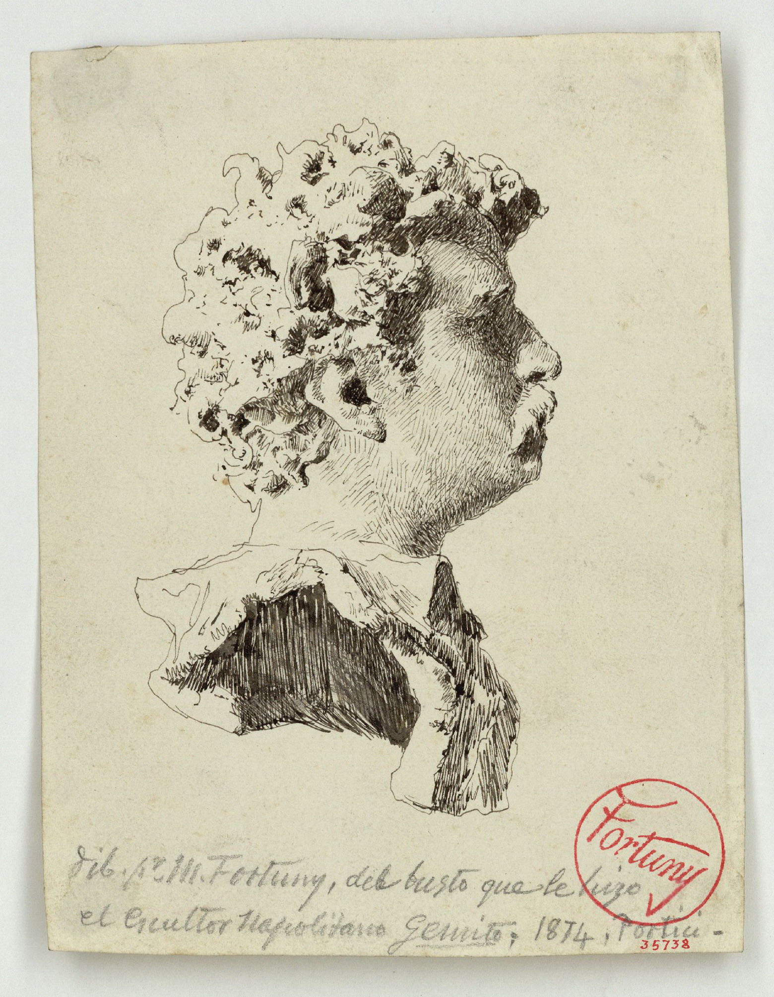 image for: Marià Fortuny - Bust de Fortuny, per Vincenzo Gemito - Cap a 1874