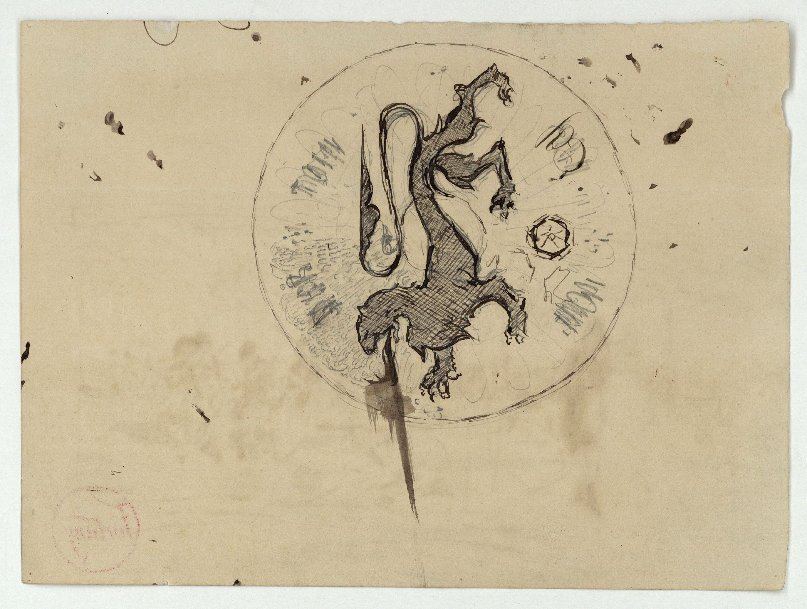 image for: Marià Fortuny - En el prado (anvers) / Disc amb motiu heràldic (revers) - Cap a 1867-1870 [1]