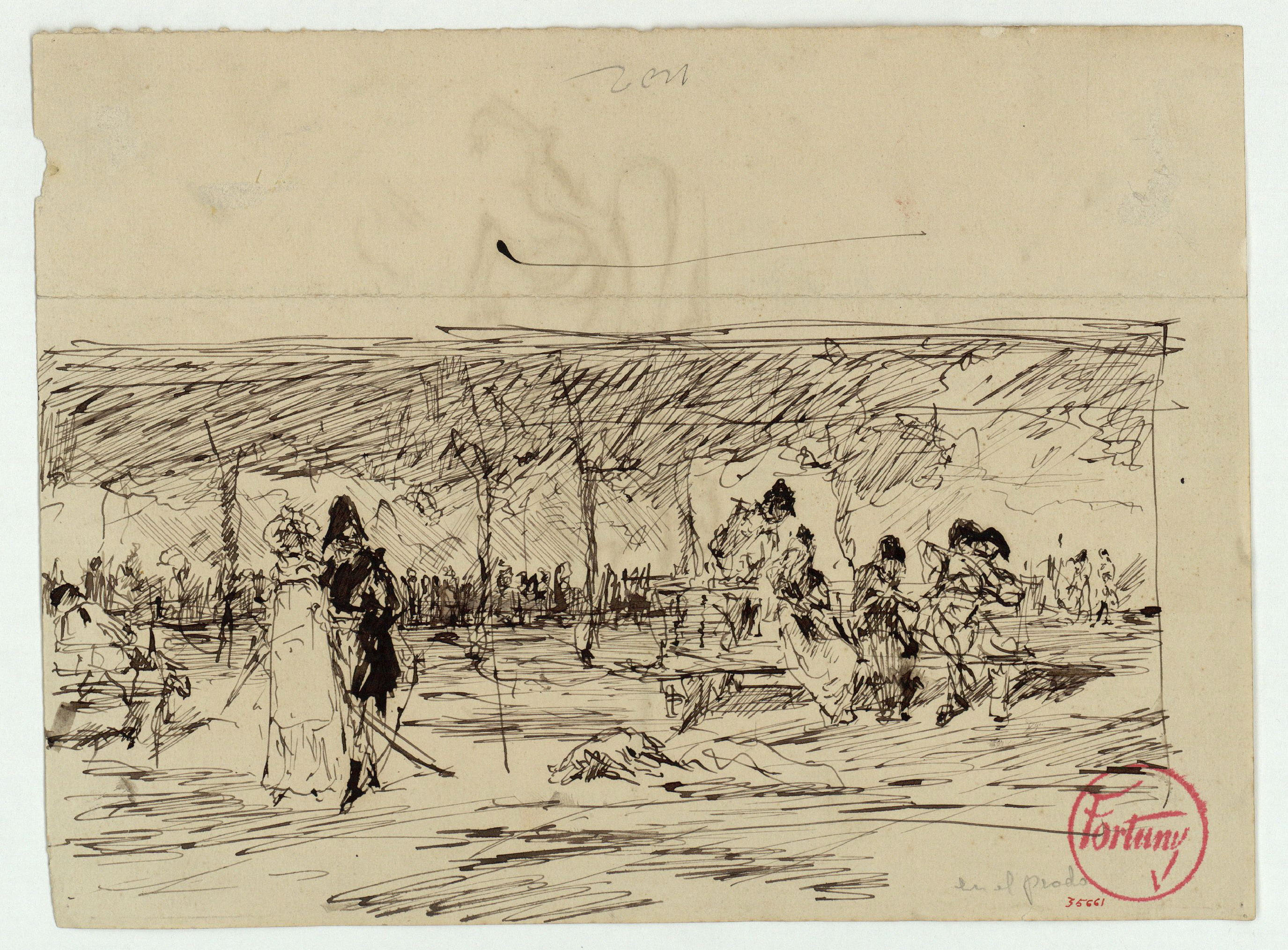 image for: Marià Fortuny - En el prado (anvers) / Disc amb motiu heràldic (revers) - Cap a 1867-1870