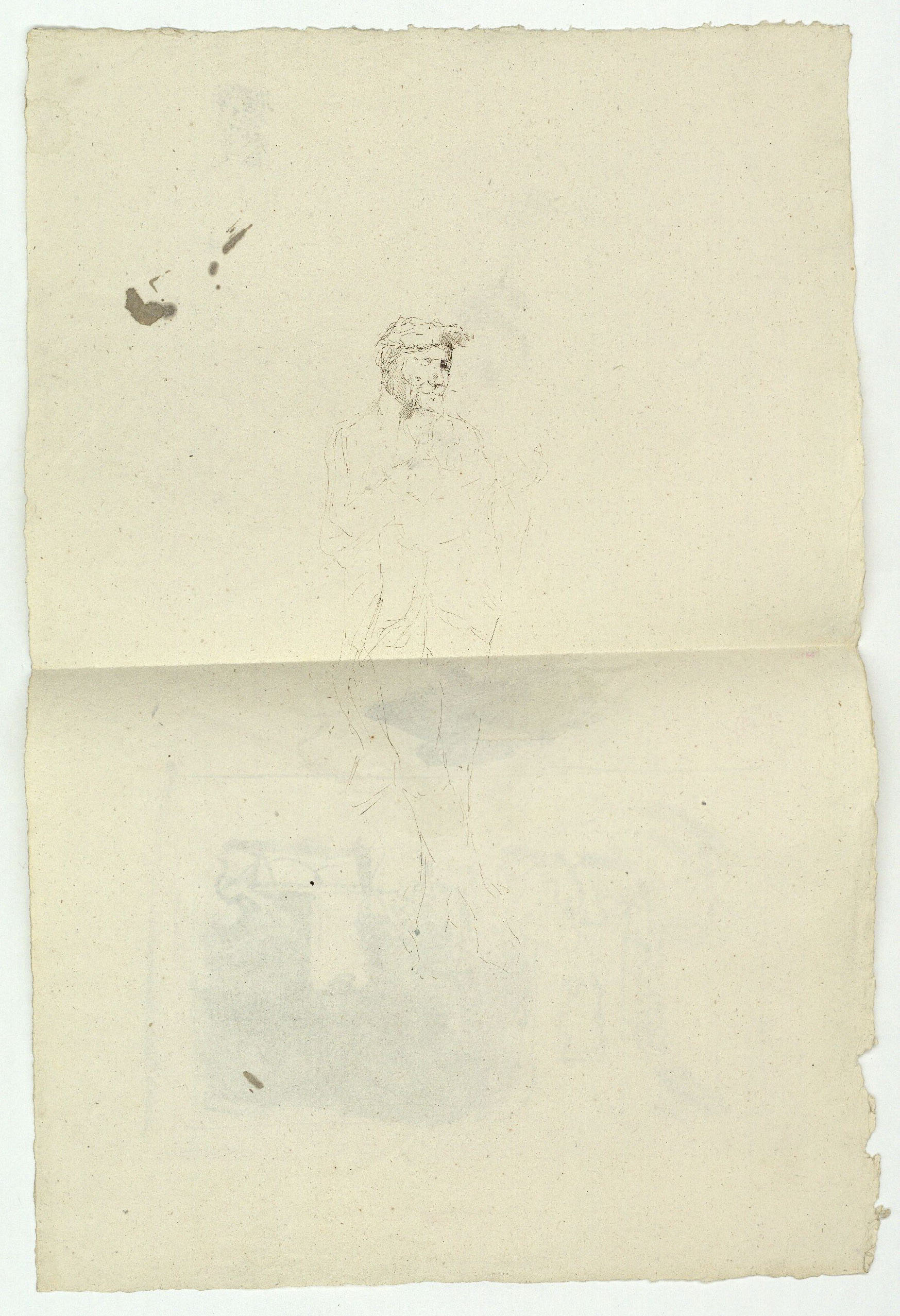 image for: Marià Fortuny - Estudi per al quadre «La vicaria» (anvers) / Esbós de figura masculina (revers) - Cap a 1868-1870 [1]