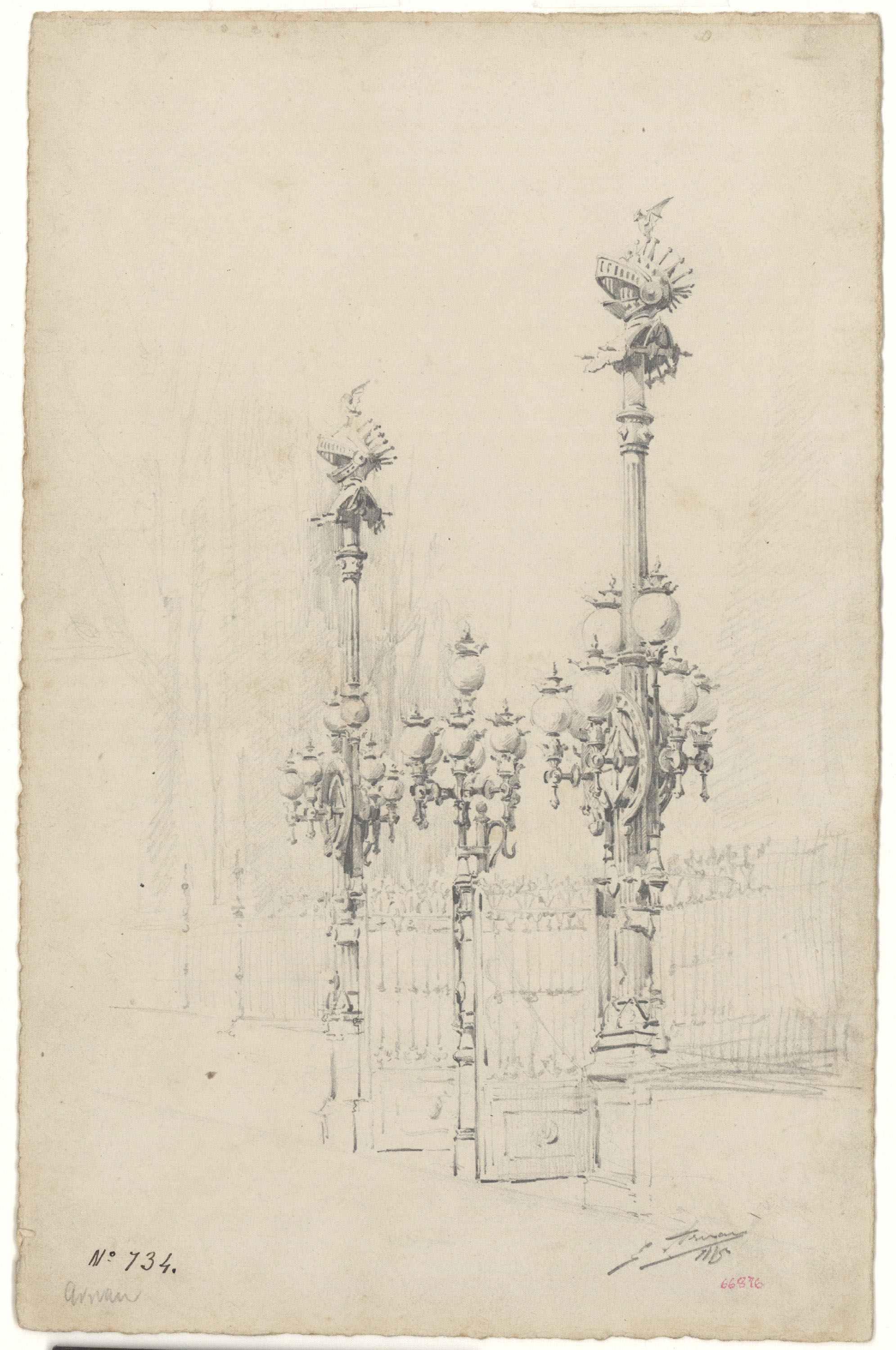 image for: Eusebi Arnau - Estudi dels fanals de l&#039;entrada del Parc de la Ciutadella - 1885