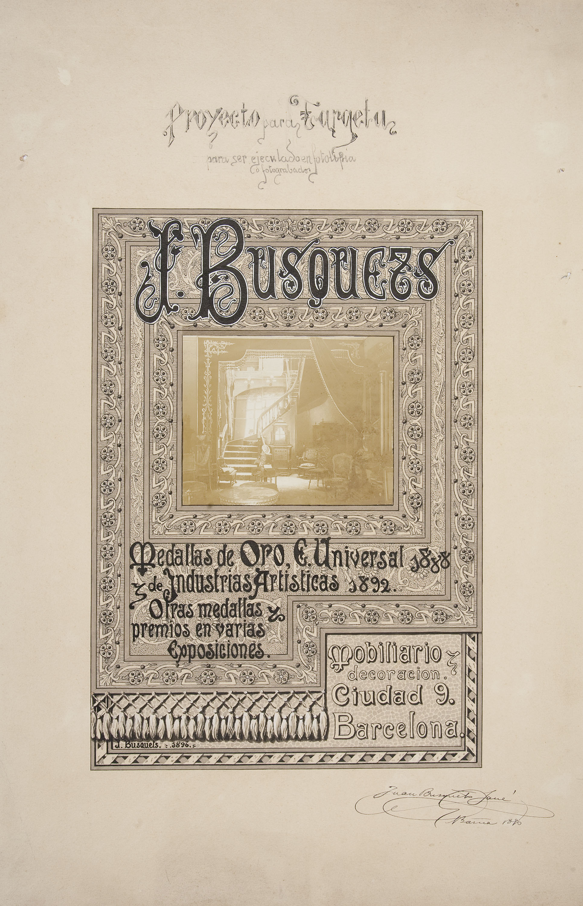 image for: Joan Busquets - Targeta comercial de J. Busquets - 1896