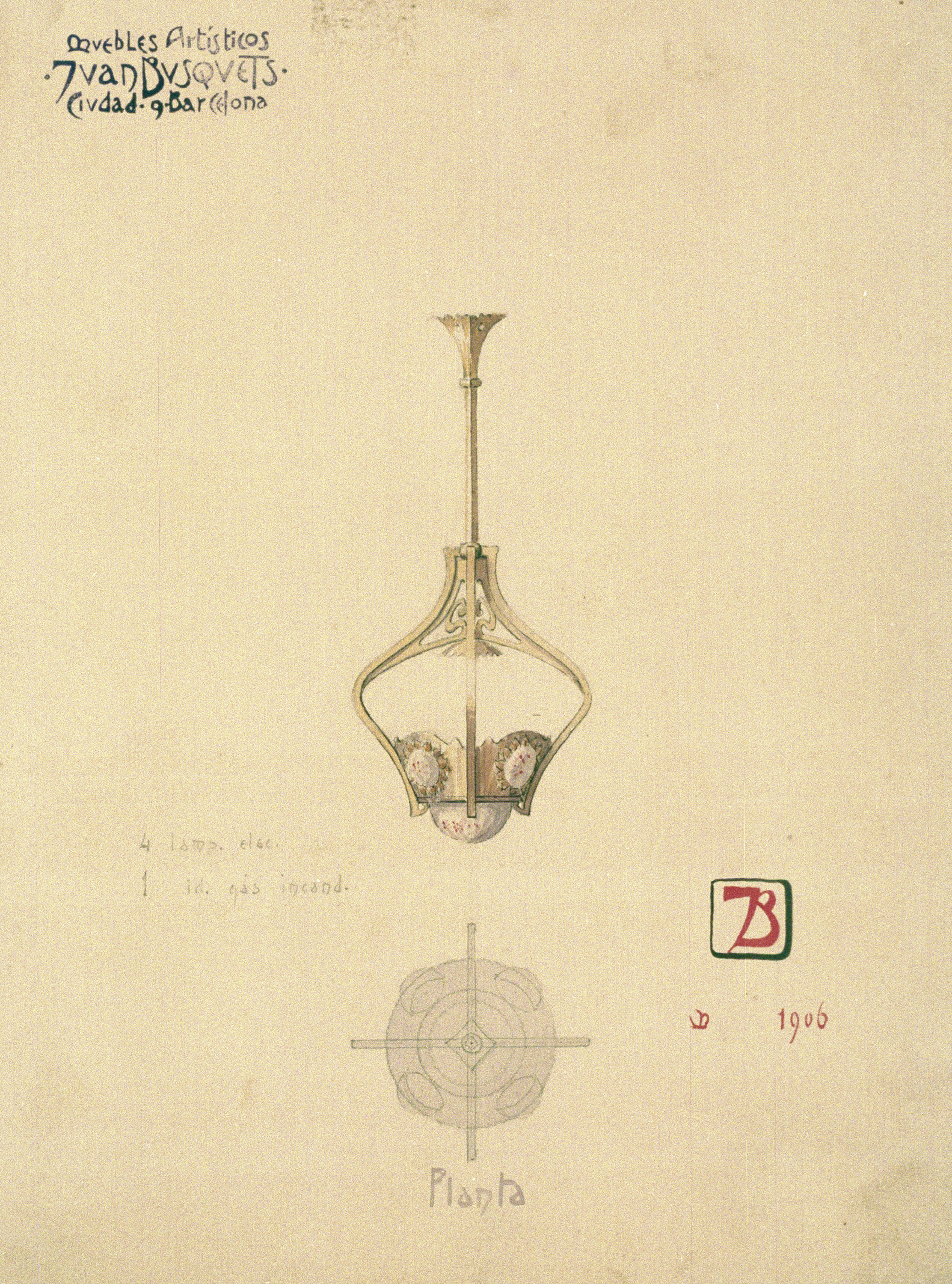image for: Joan Busquets - Llum, vista frontal i de secció - 1906