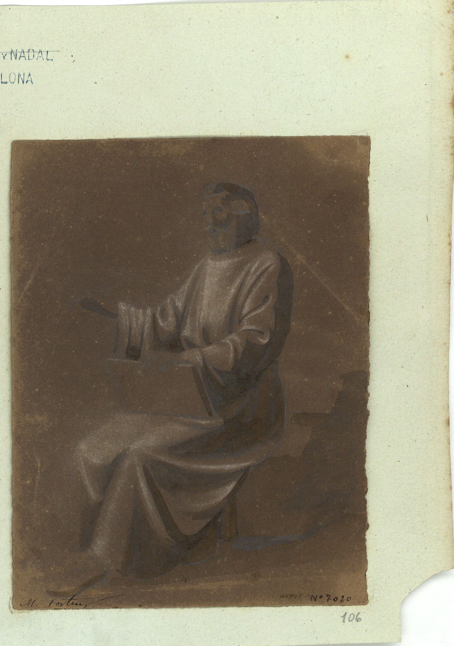 image for: Marià Fortuny - Estudi acadèmic de figura masculina - Cap a 1856-1858