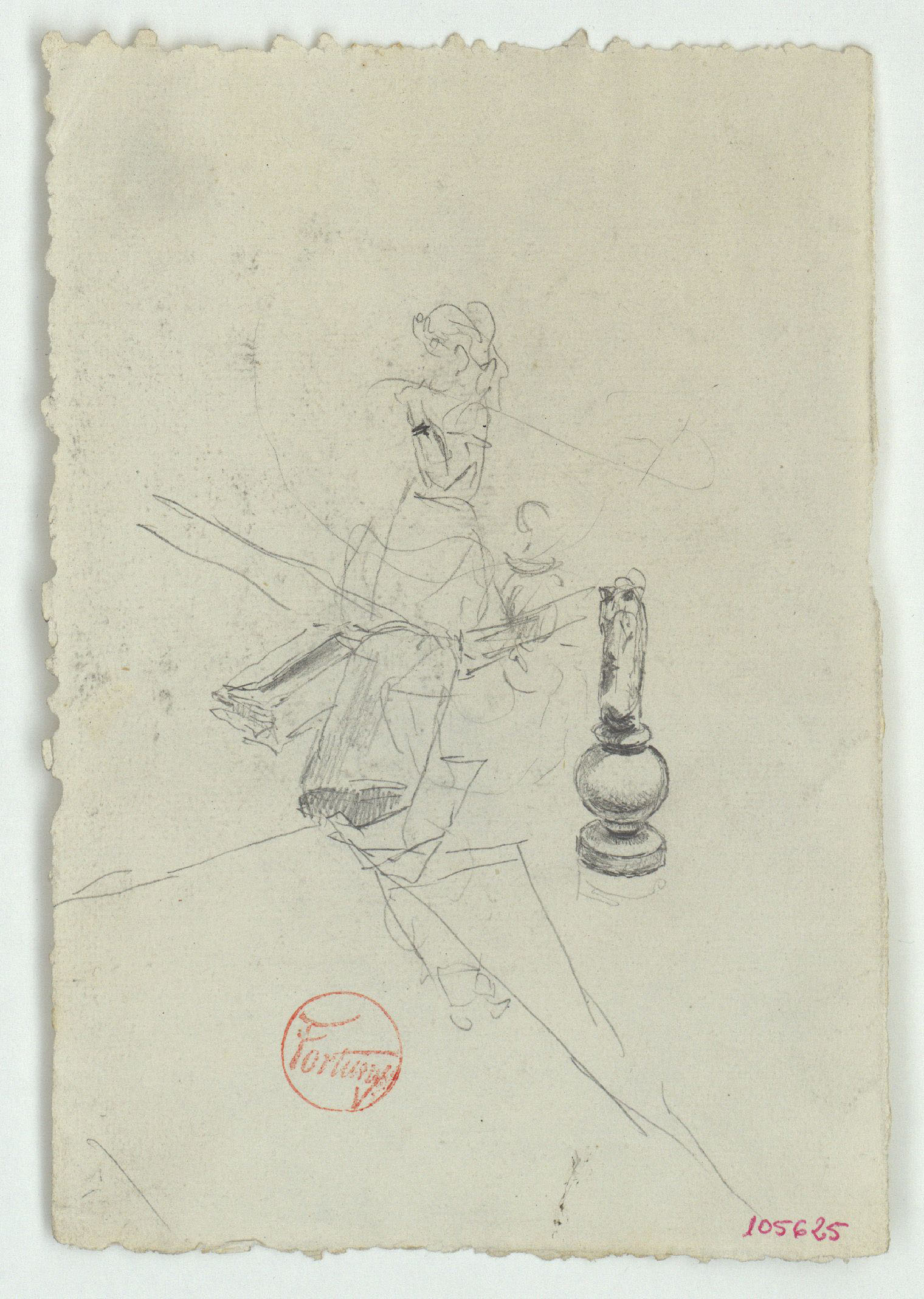 image for: Marià Fortuny - Peça d&#039;escacs i croquis inconcret (anvers) / Croquis inconcret (revers) - Cap a 1863-1872