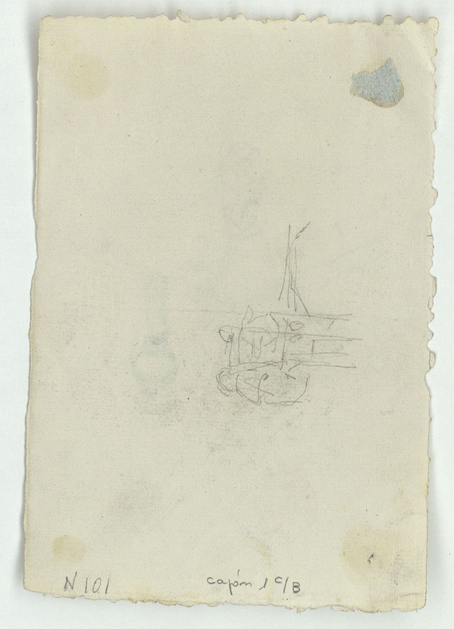 image for: Marià Fortuny - Peça d&#039;escacs i croquis inconcret (anvers) / Croquis inconcret (revers) - Cap a 1863-1872 [1]