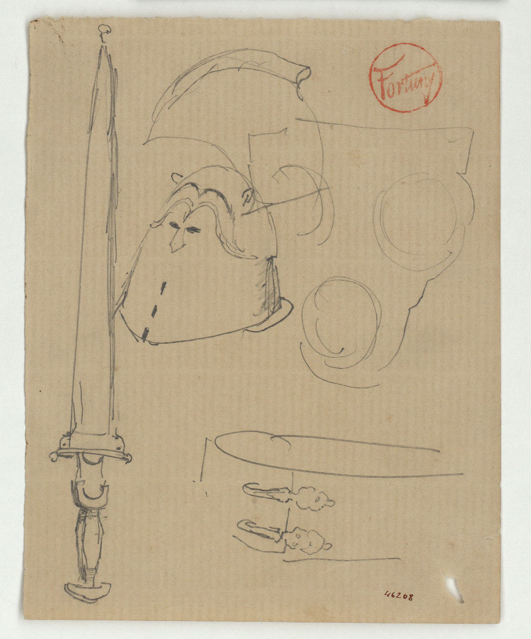 image for: Marià Fortuny - Espasa, cascs i altres objectes - Cap a 1867-1872