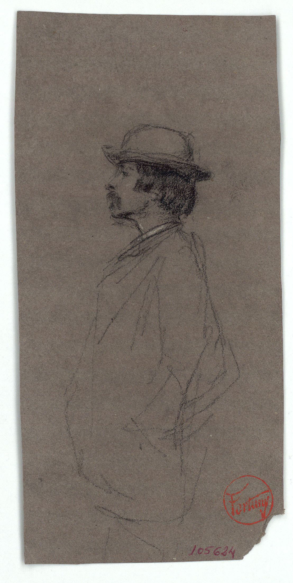 image for: Marià Fortuny - Retrat masculí (anvers) / Croquis de figura (revers) - Cap a 1863-1867