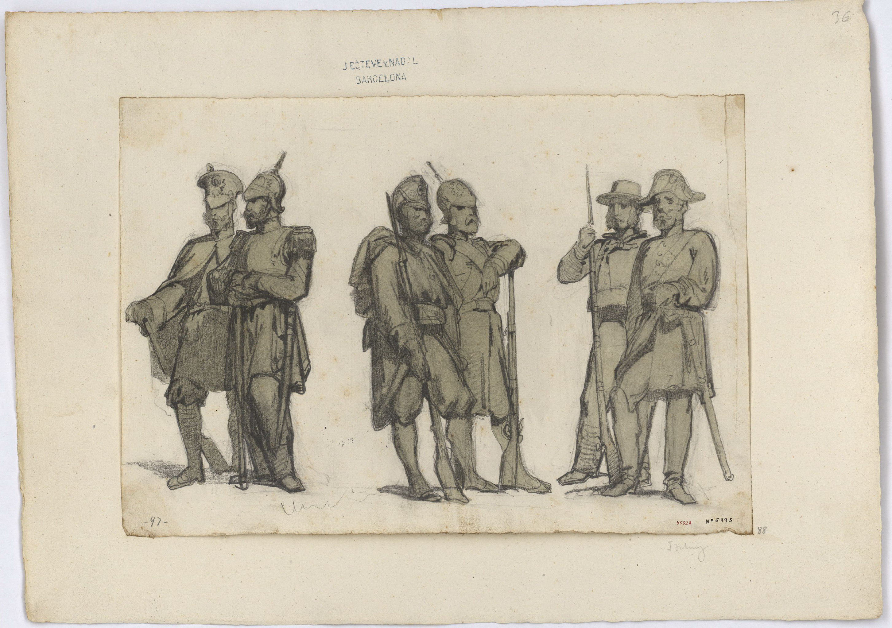 image for: Marià Fortuny - Soldats amb uniformes de diferents països - Cap a 1856-1858