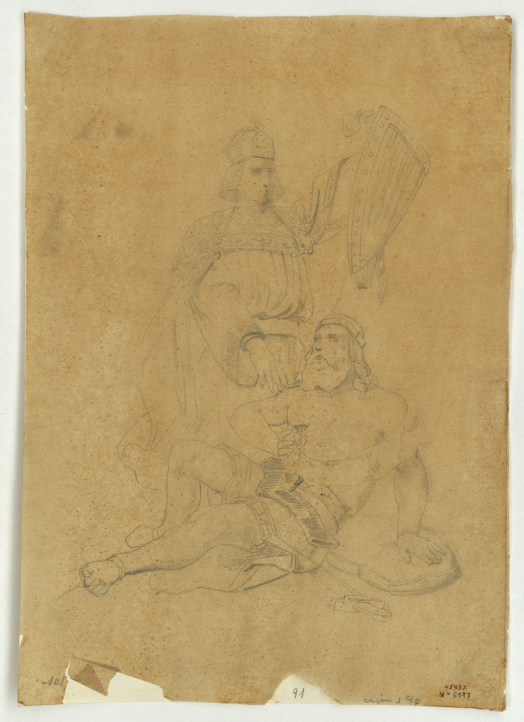 image for: Marià Fortuny - Calc de «La creació de l&#039;escut del comtat de Barcelona» - Cap a 1856-1858