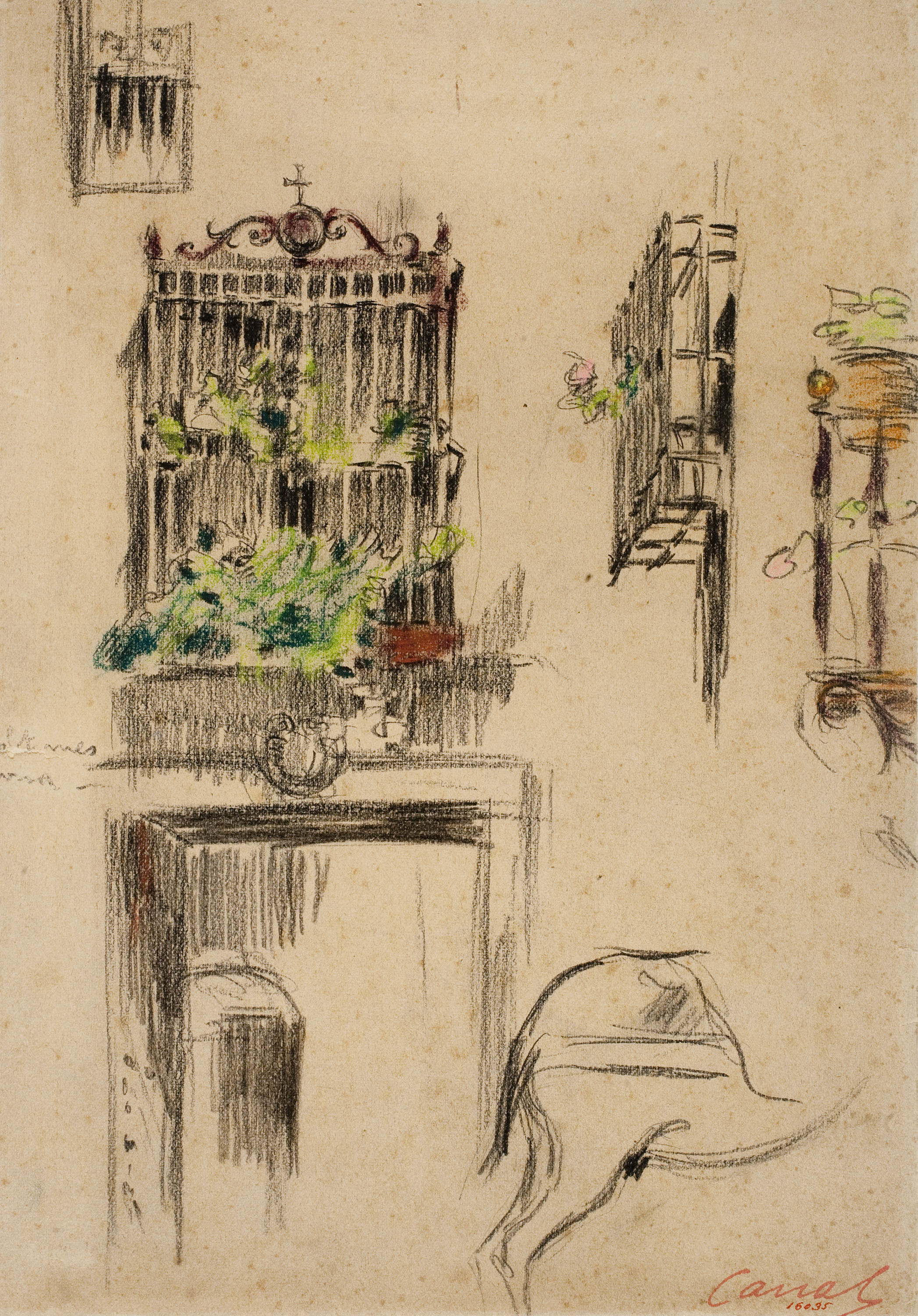 image for: Ricard Canals - Apunt de reixes i fragment de cavall - Cap a 1900-1905