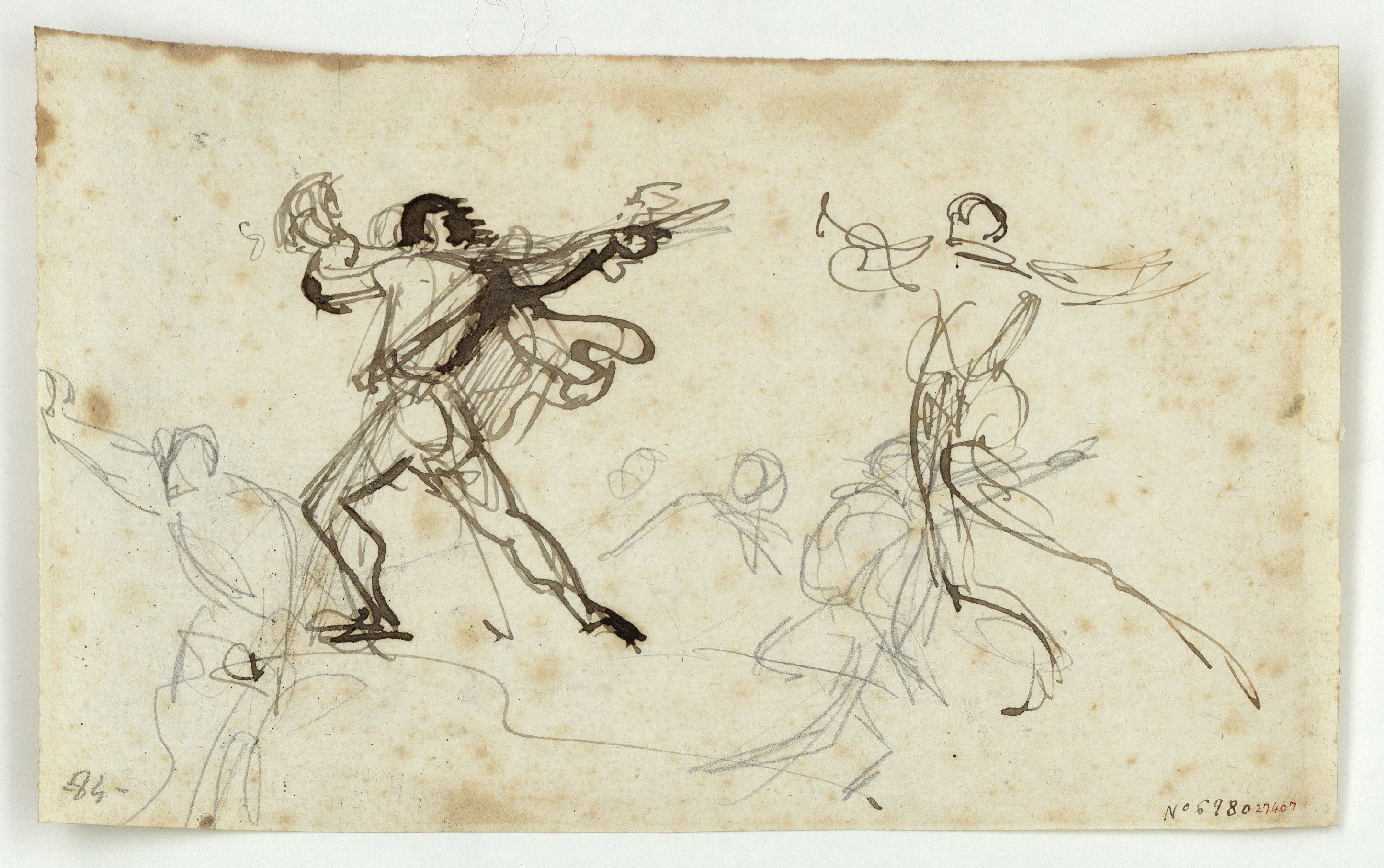 image for: Marià Fortuny - Croquis de figures masculines - Cap a 1856-1858
