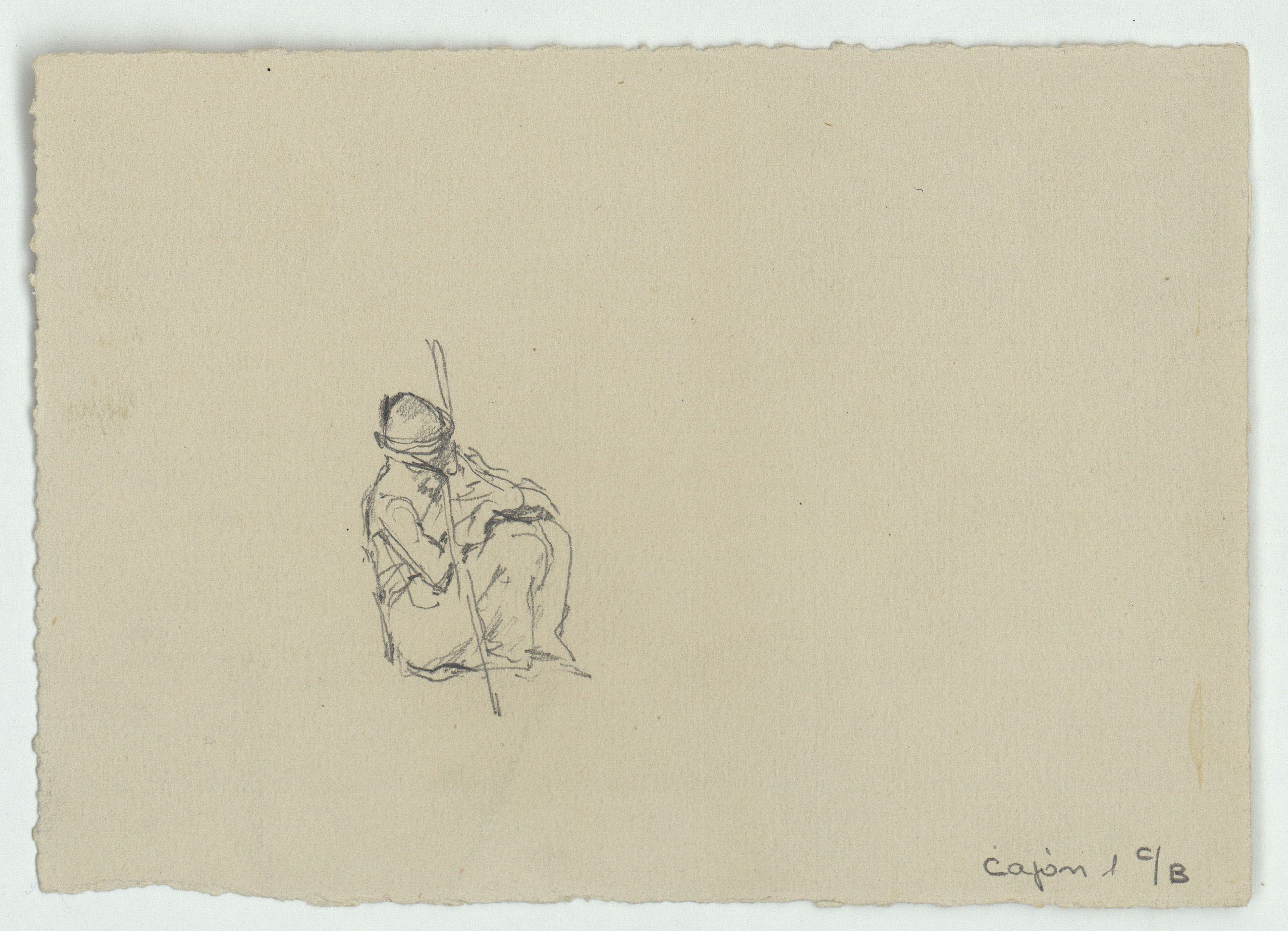 image for: Marià Fortuny - Esbós de marroquins asseguts (anvers) / Marroquí assegut (revers) - Cap a 1860-1862 [1]