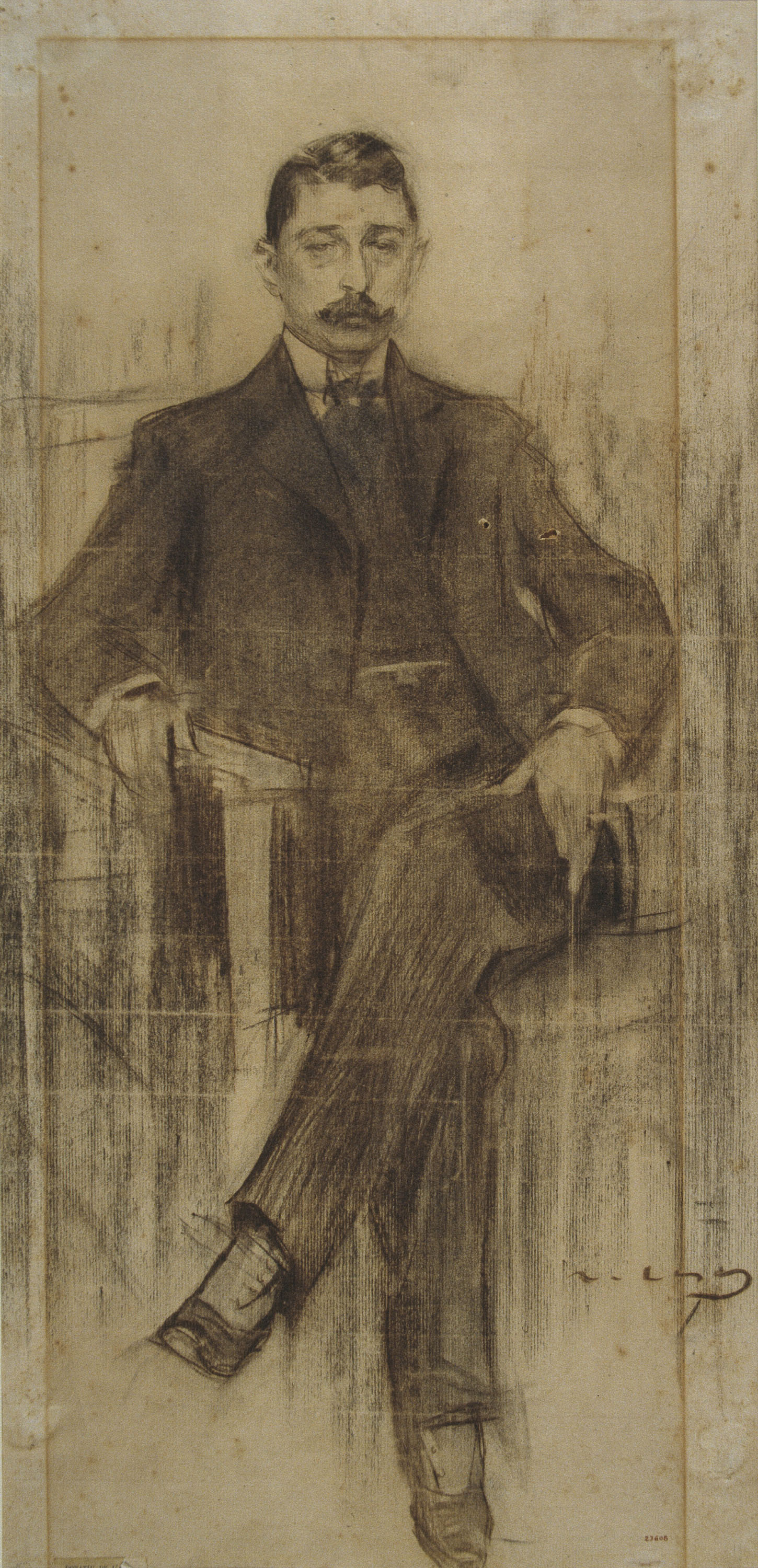 image for: Ramon Casas - Retrat d&#039;Albert Rusiñol - Cap a 1900
