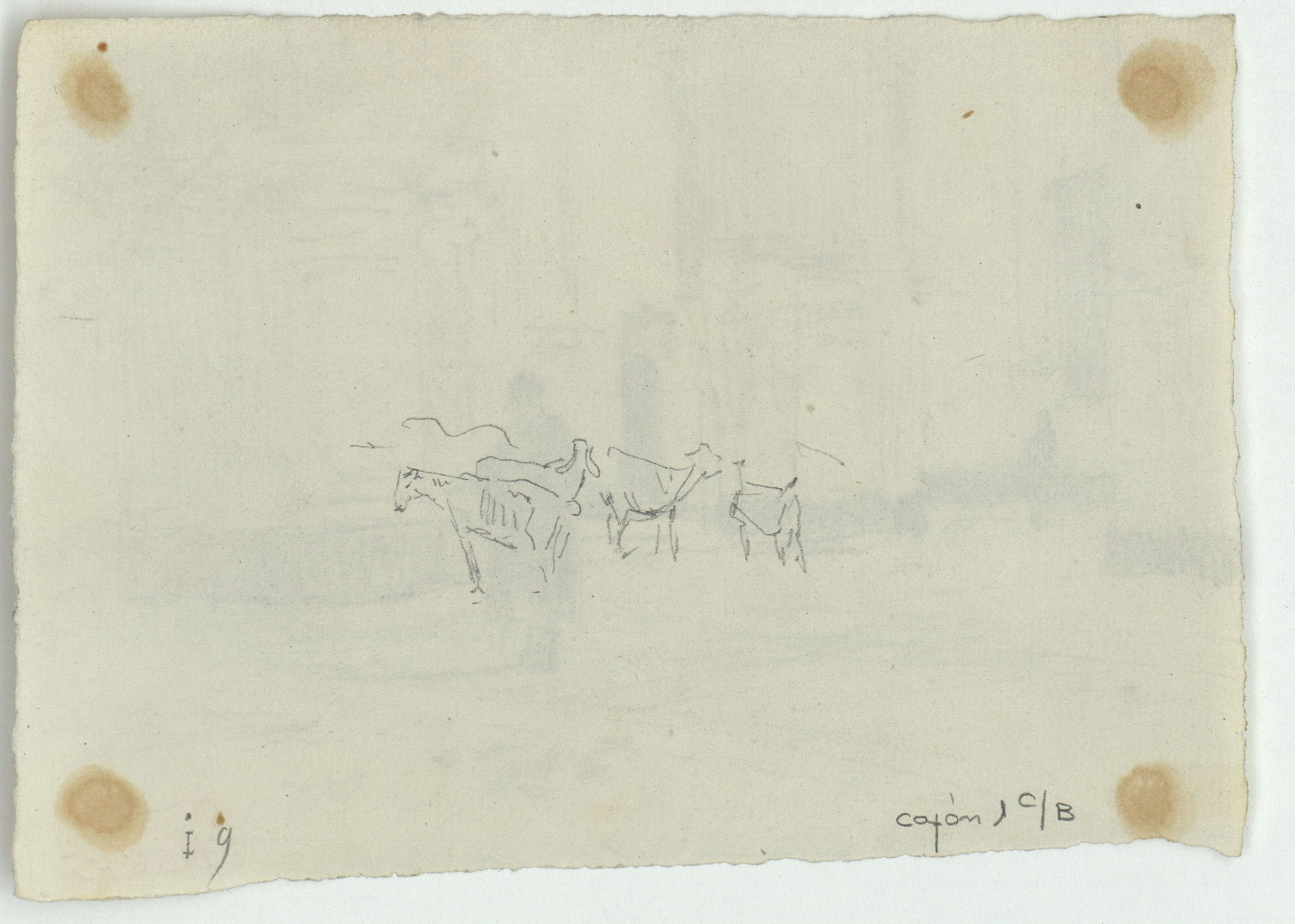 image for: Marià Fortuny - Interior d&#039;una església (anvers) / Animals (revers) - Cap a 1863-1867 [1]