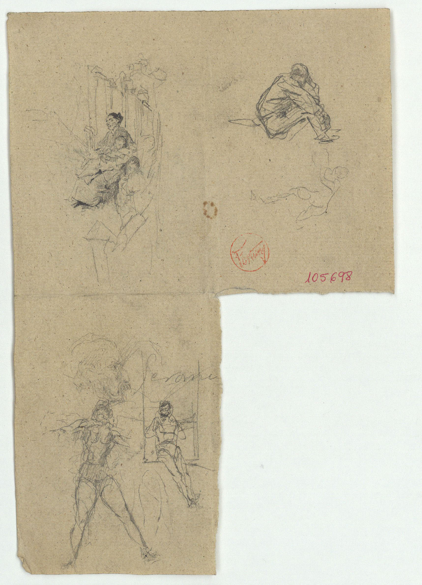 image for: Marià Fortuny - Figures (anvers) / Estudi per al quadre «Brindis de l&#039;espasa a Sevilla» (revers) - Cap a 1870-1874