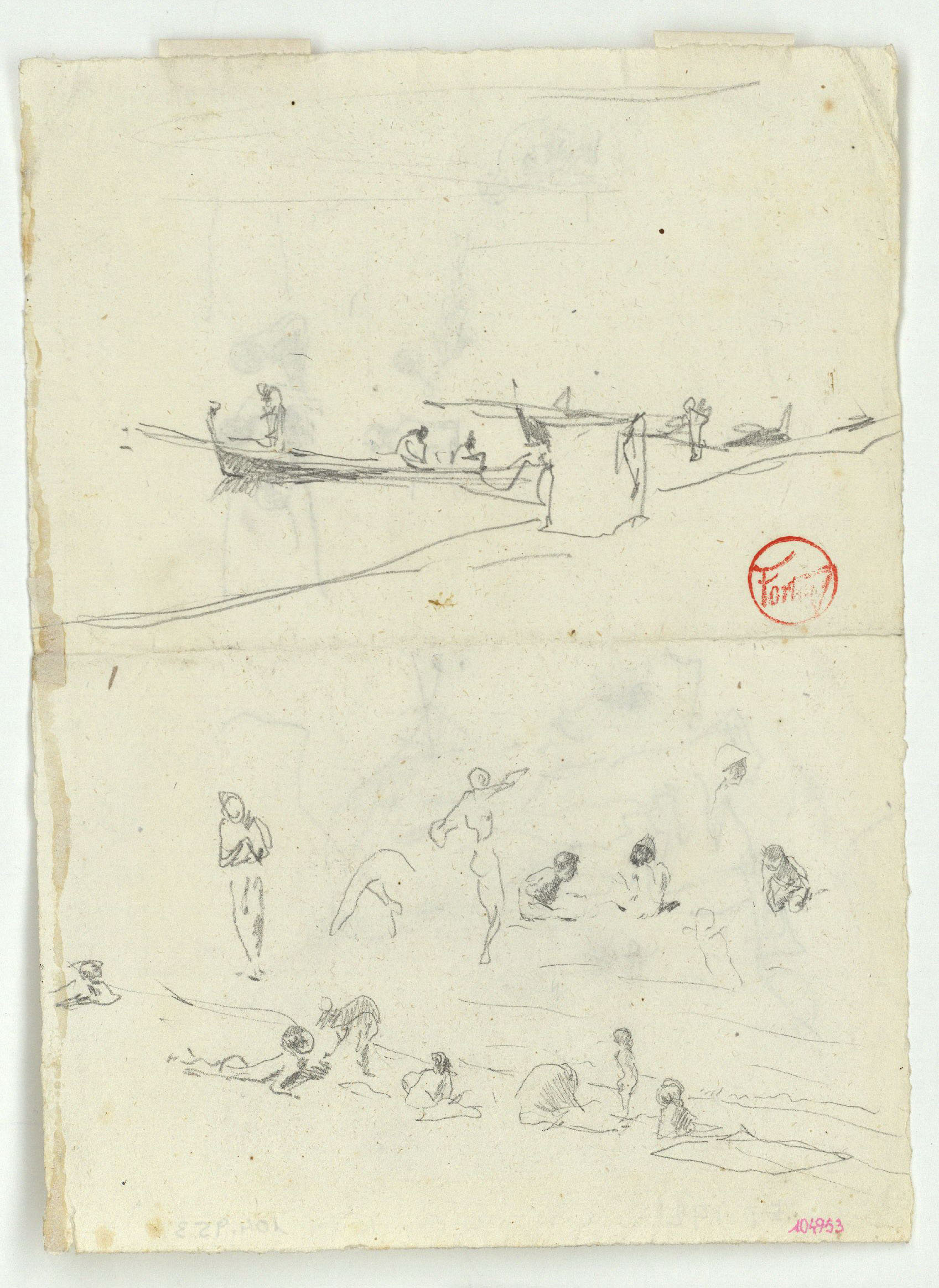 image for: Marià Fortuny - Estudi per al quadre «Platja de Portici» (anvers) / Estudi per al quadre «Platja de Portici» (revers) - Cap a 1874