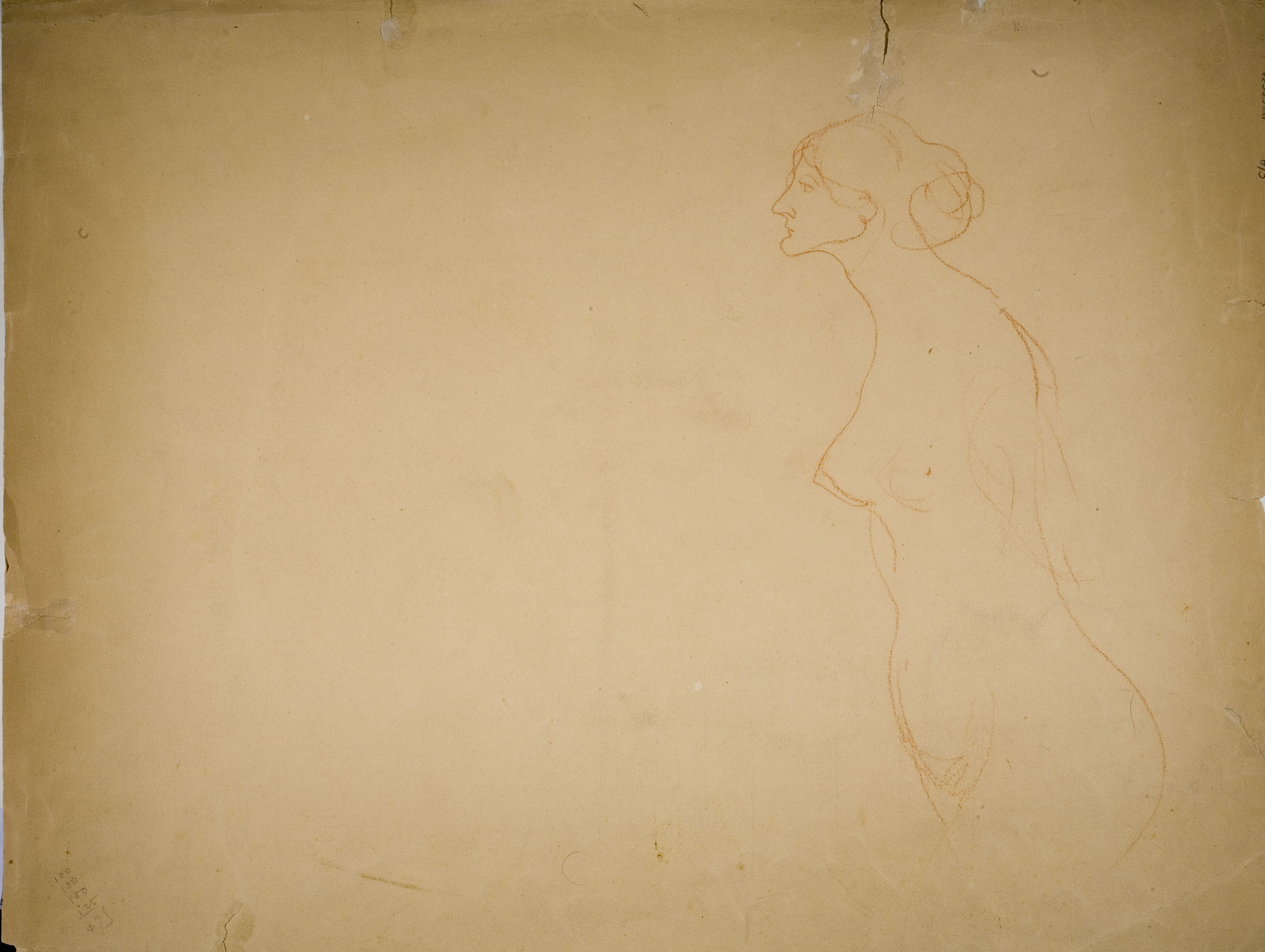 image for: Isidre Nonell - Bust de dona (anvers) / Nu femení (revers) - Cap a 1906-1911 [1]