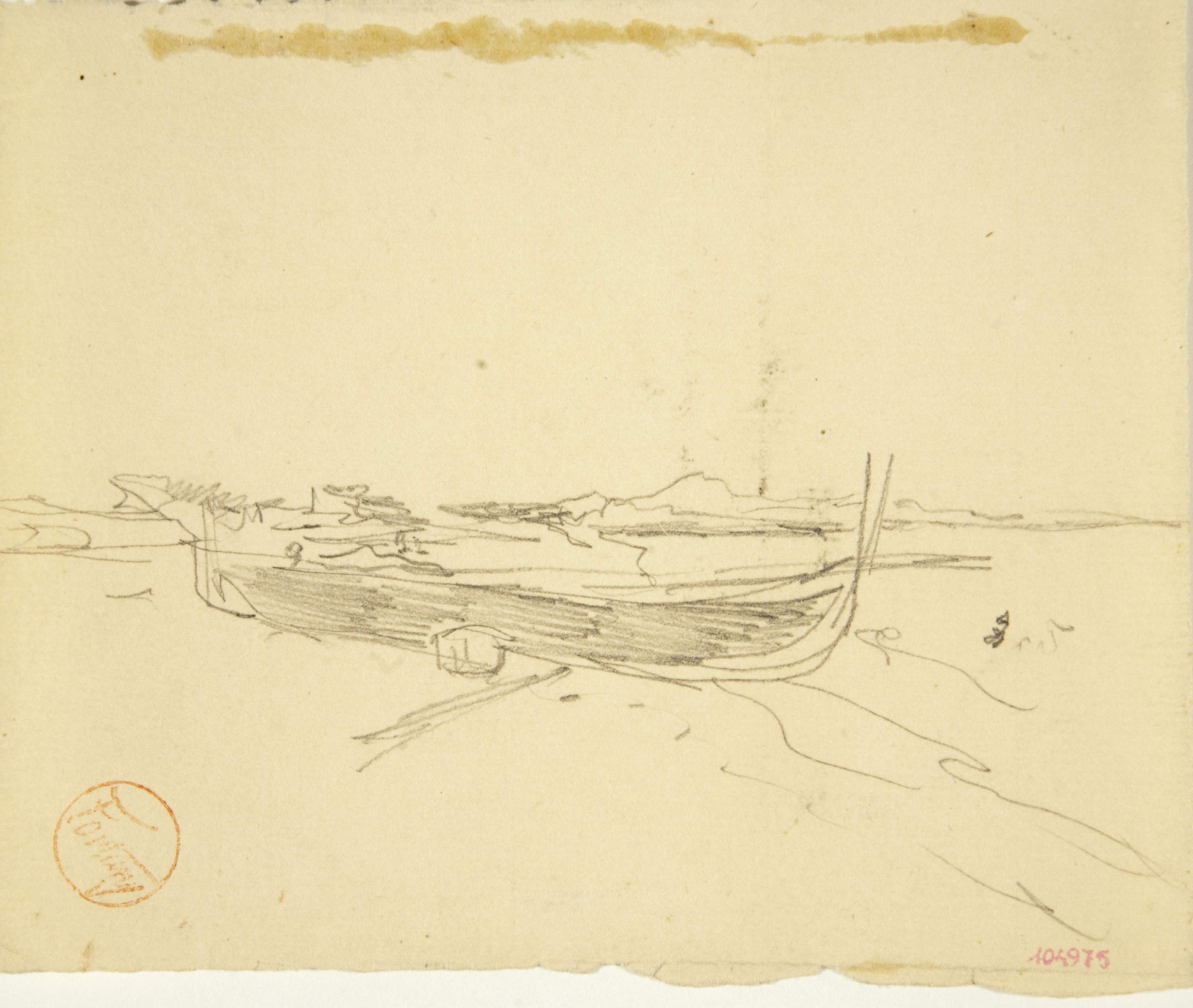 image for: Marià Fortuny - Estudi per al quadre «Platja de Portici» (anvers) / Home amb cavall (revers) - Cap a 1874