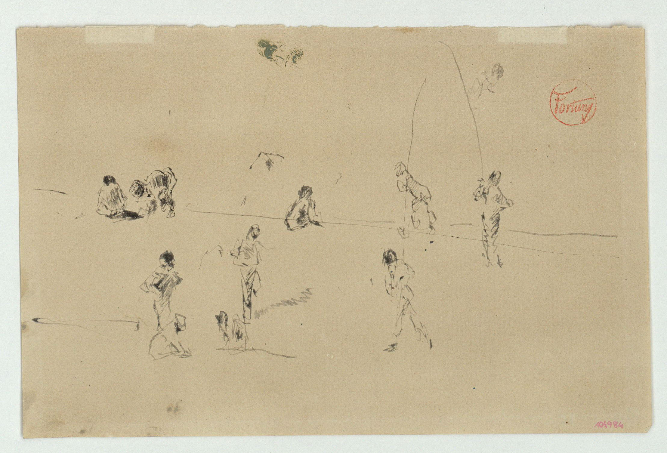 image for: Marià Fortuny - Estudi de figures a la platja - Cap a 1874