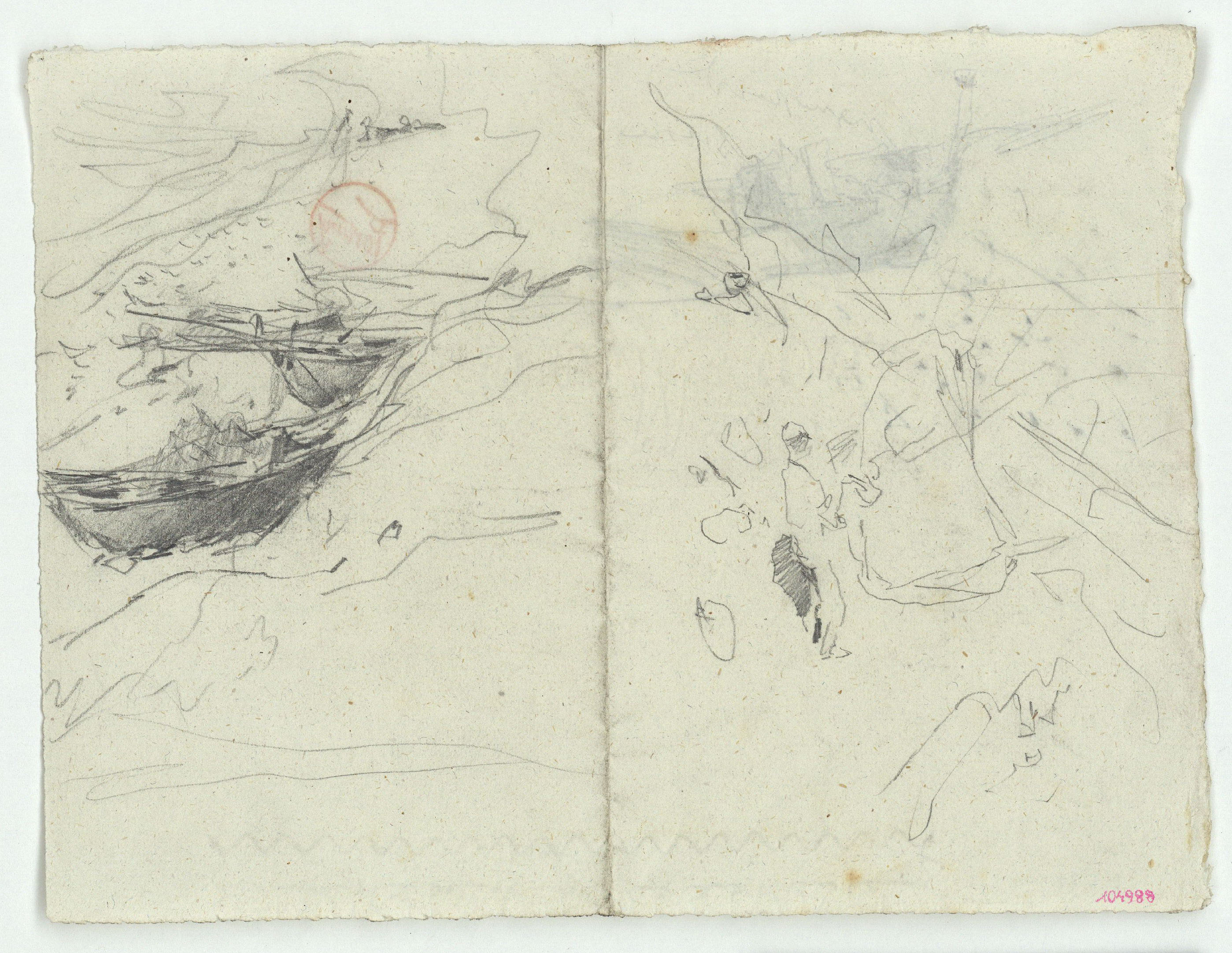 image for: Marià Fortuny - Estudi per al quadre «Platja de Portici» [?] (anvers) / Estudi per al quadre «Platja de Portici» [?] (revers) - Cap a 1874