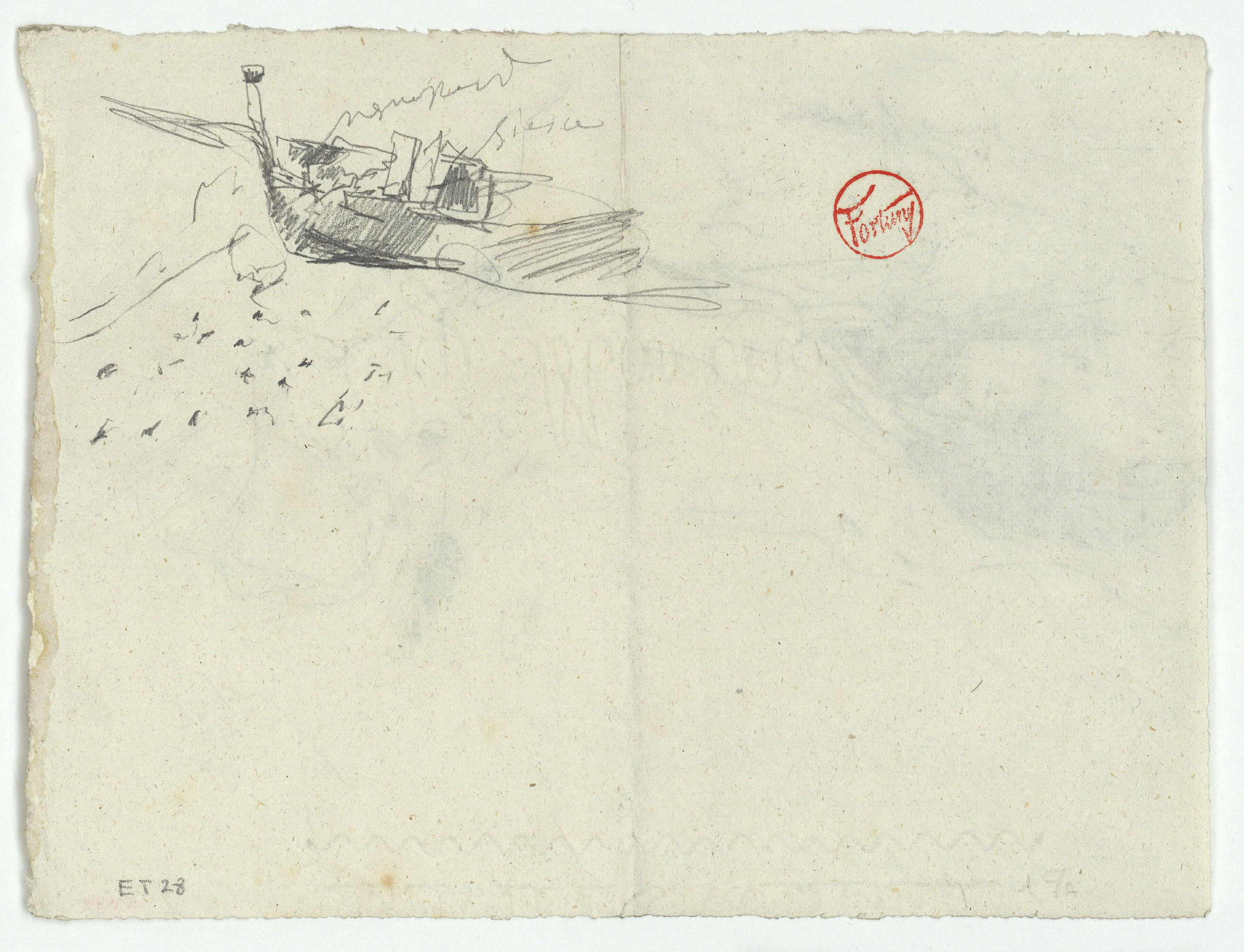 image for: Marià Fortuny - Estudi per al quadre «Platja de Portici» [?] (anvers) / Estudi per al quadre «Platja de Portici» [?] (revers) - Cap a 1874 [1]