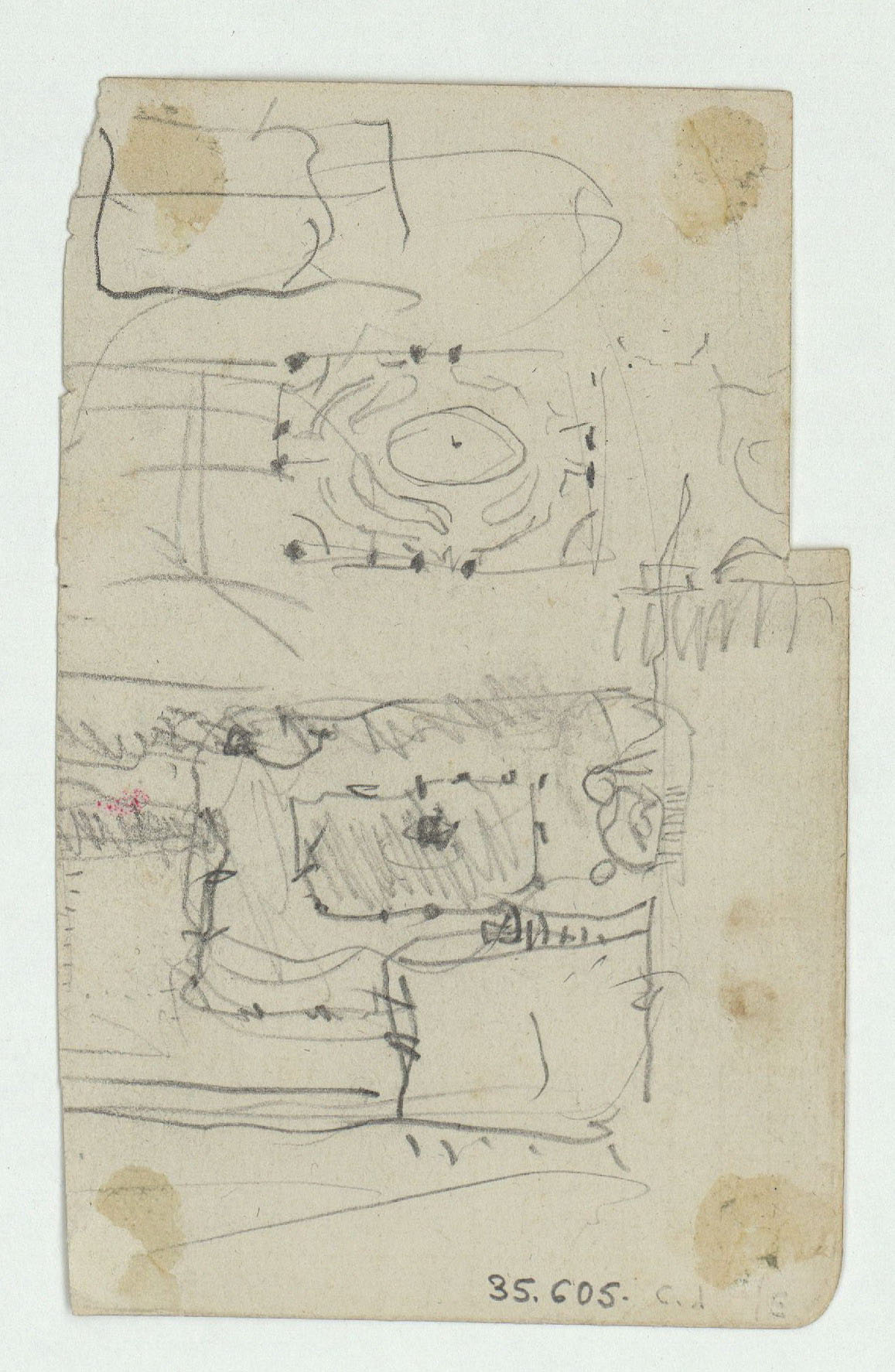 image for: Marià Fortuny - Bust masculí (anvers) / Croquis inconcret (revers) - Cap a 1863-1866 [1]