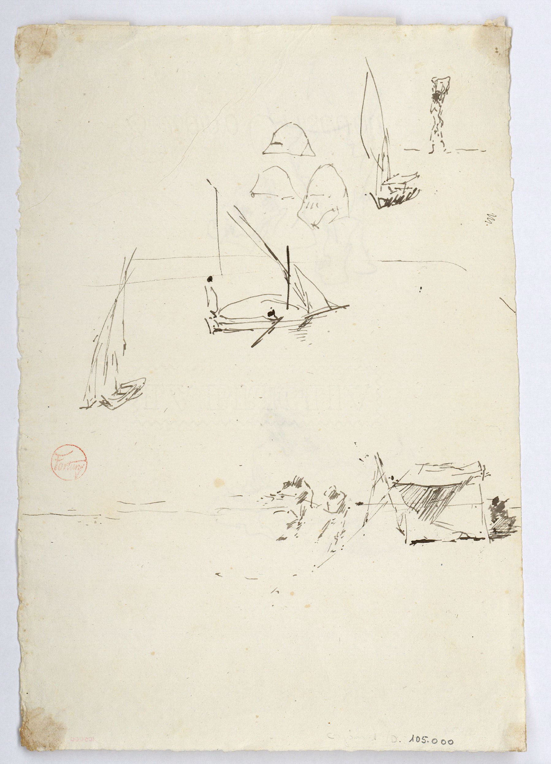 image for: Marià Fortuny - Estudi per al quadre «Platja de Portici» (anvers) / Estudi per al quadre «Platja de Portici» (revers) - Cap a 1874