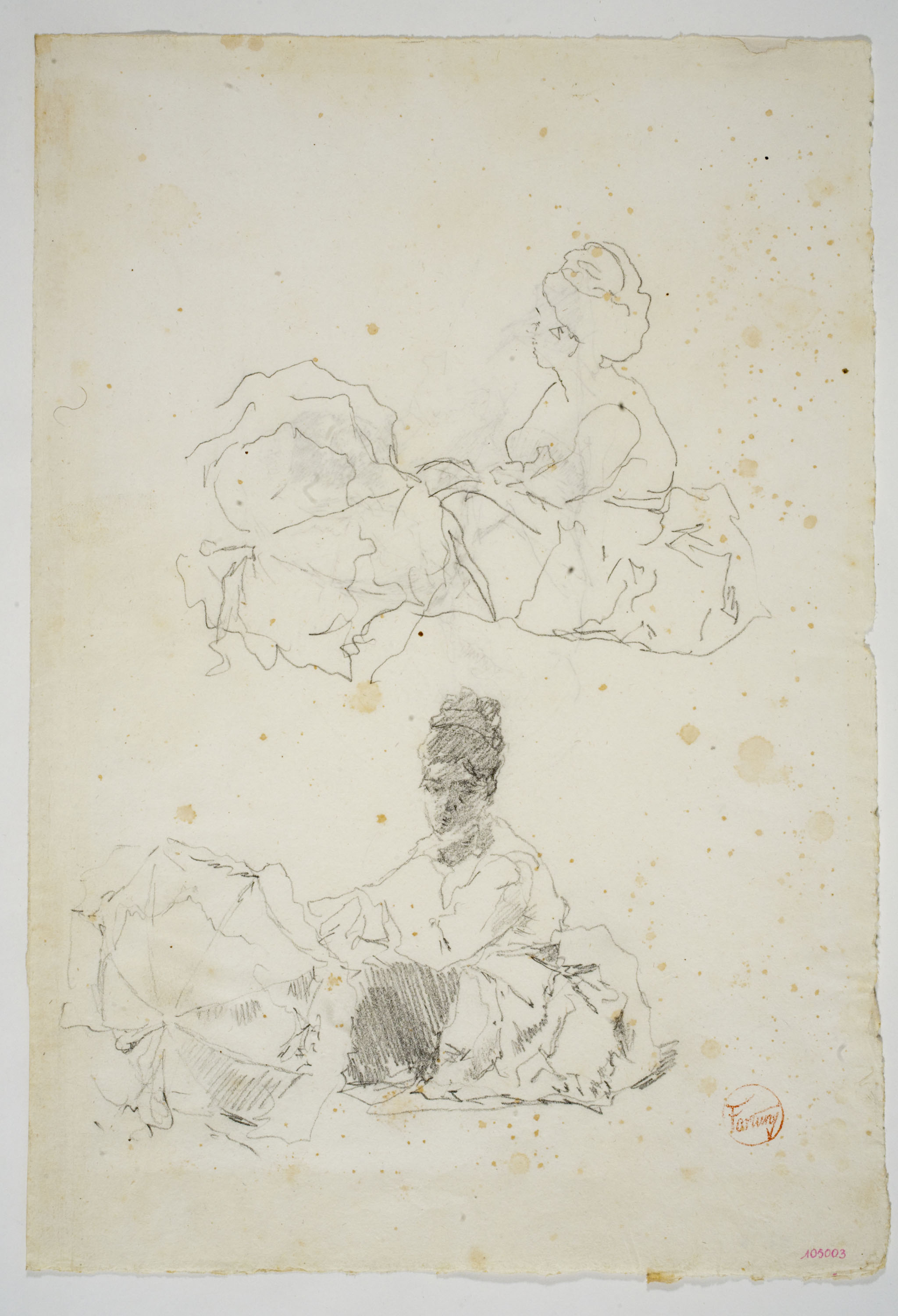 image for: Marià Fortuny - Estudi per al quadre «Platja de Portici» (anvers) / Estudi per al quadre «Platja de Portici» (revers) - Cap a 1874