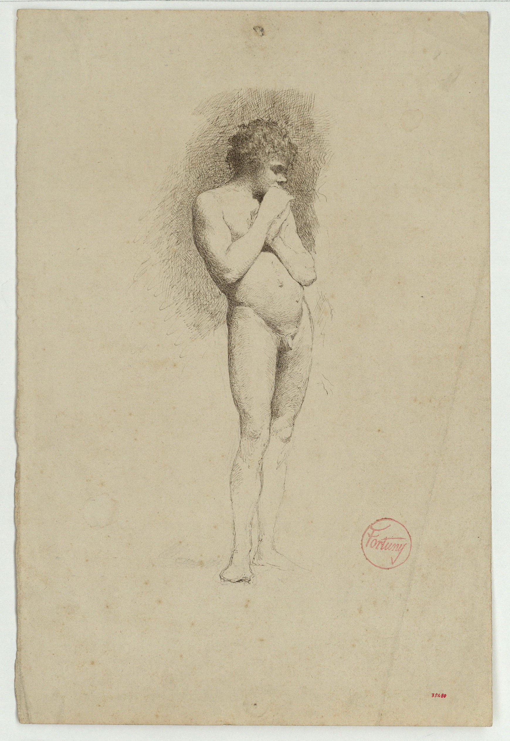 image for: Marià Fortuny - Estudi acadèmic de nu per a una crucifixió - Cap a 1860