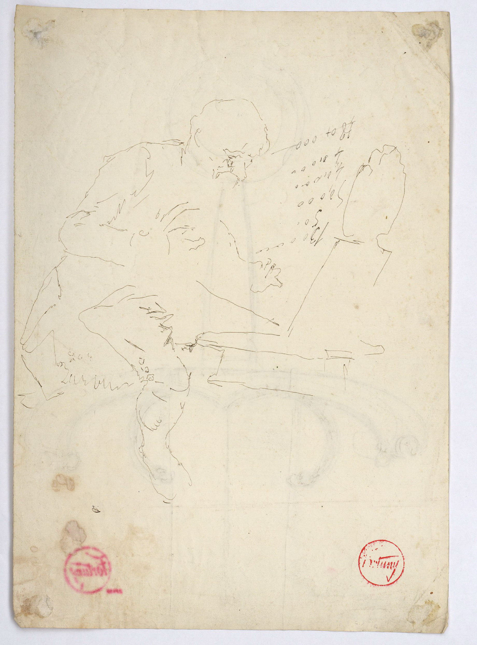 image for: Marià Fortuny - Pom d&#039;espasa (anvers) / Estudi per al quadre «El col·leccionista d&#039;estampes» (revers) - Cap a 1870-1872 [1]