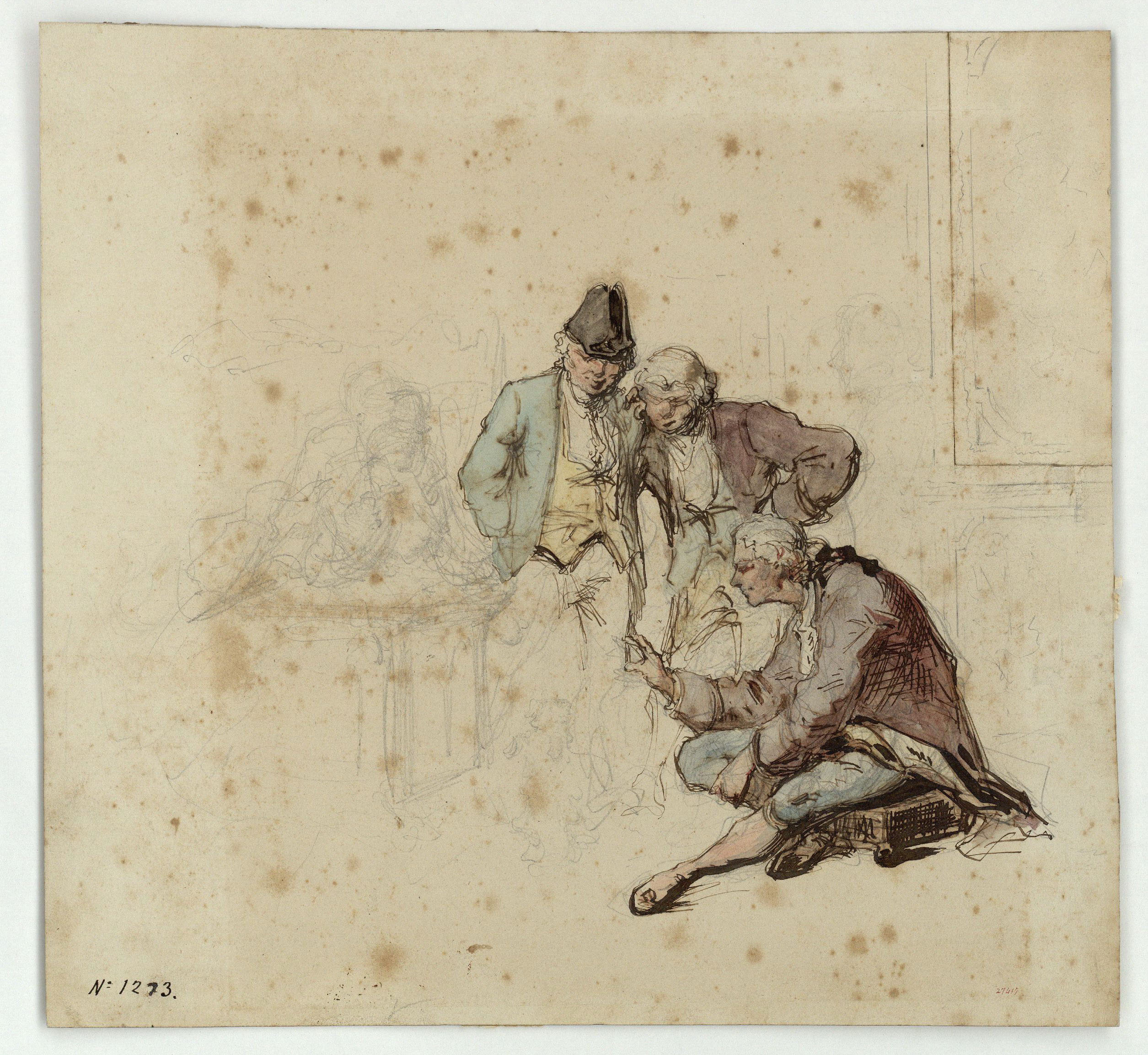 image for: Marià Fortuny - Homes amb indumentària del segle XVIII - Cap a 1856-1858