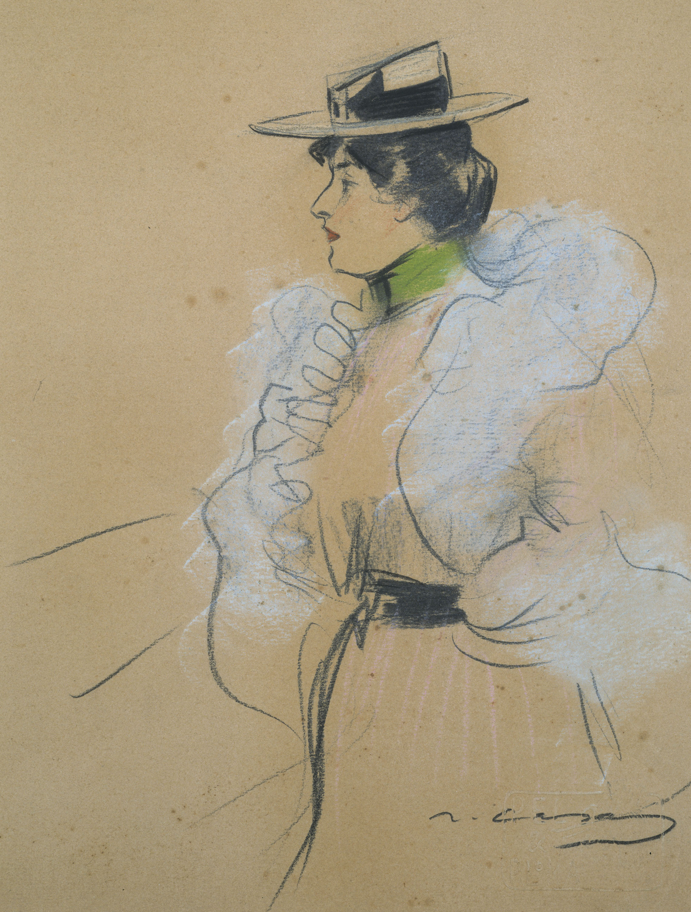 image for: Ramon Casas - Figura femenina de perfil - Cap a 1899