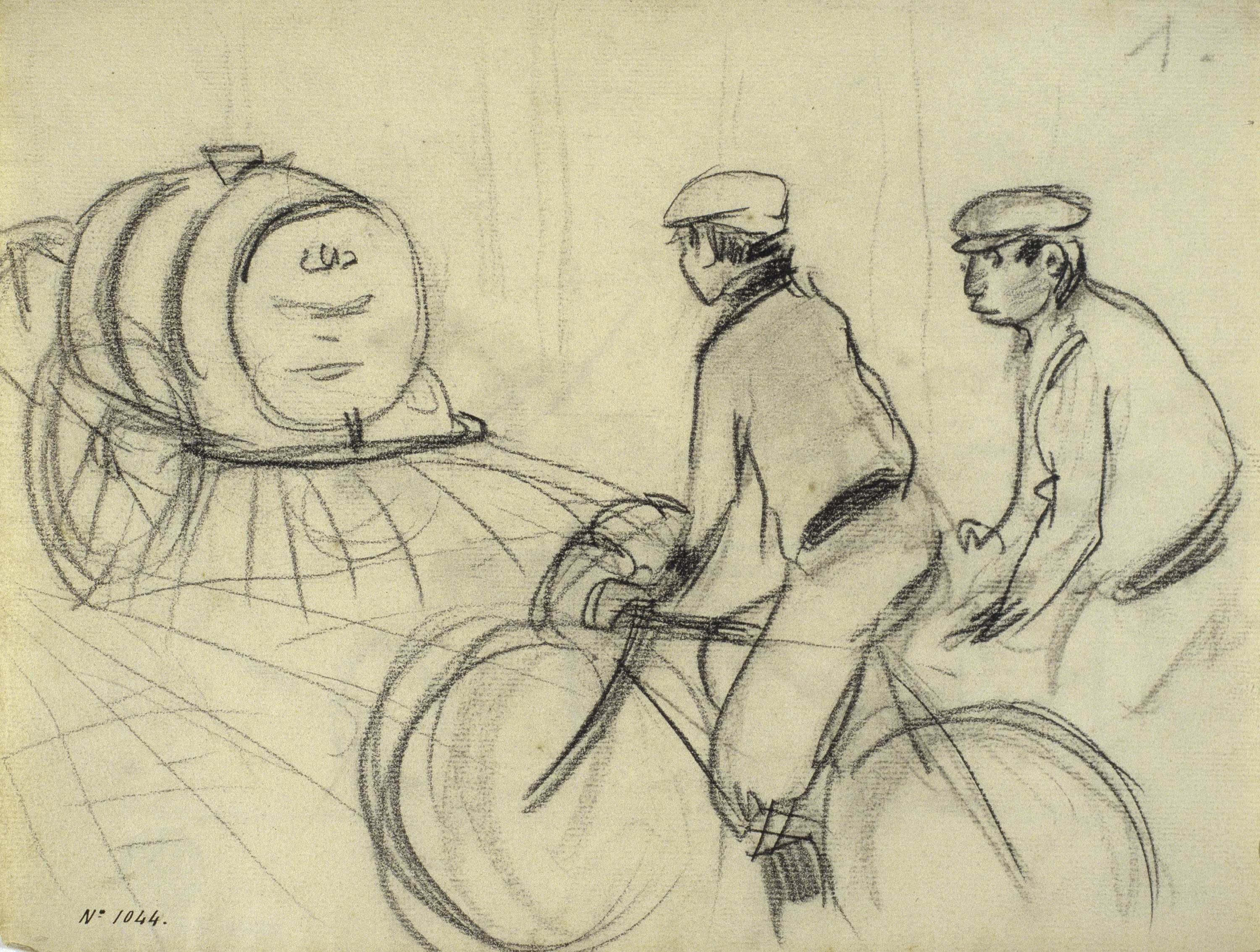 image for: Ramon Casas - Carro de la bóta i ciclistes - Cap a 1890-1900