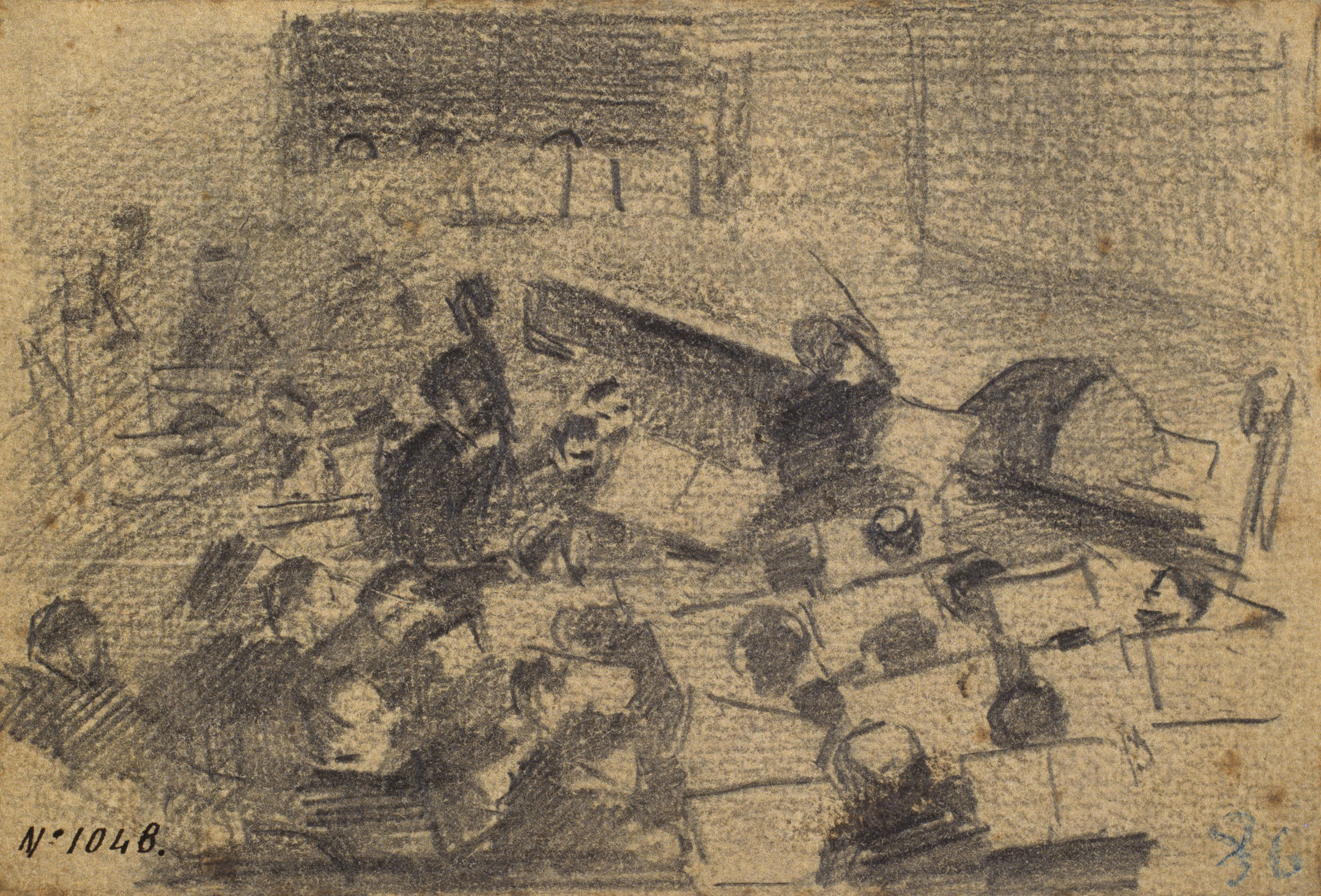 image for: Ramon Casas - Apunt de l'orquestra d'un teatre (anvers) / Dama en una llotja del teatre (revers) - Cap a 1890-1900