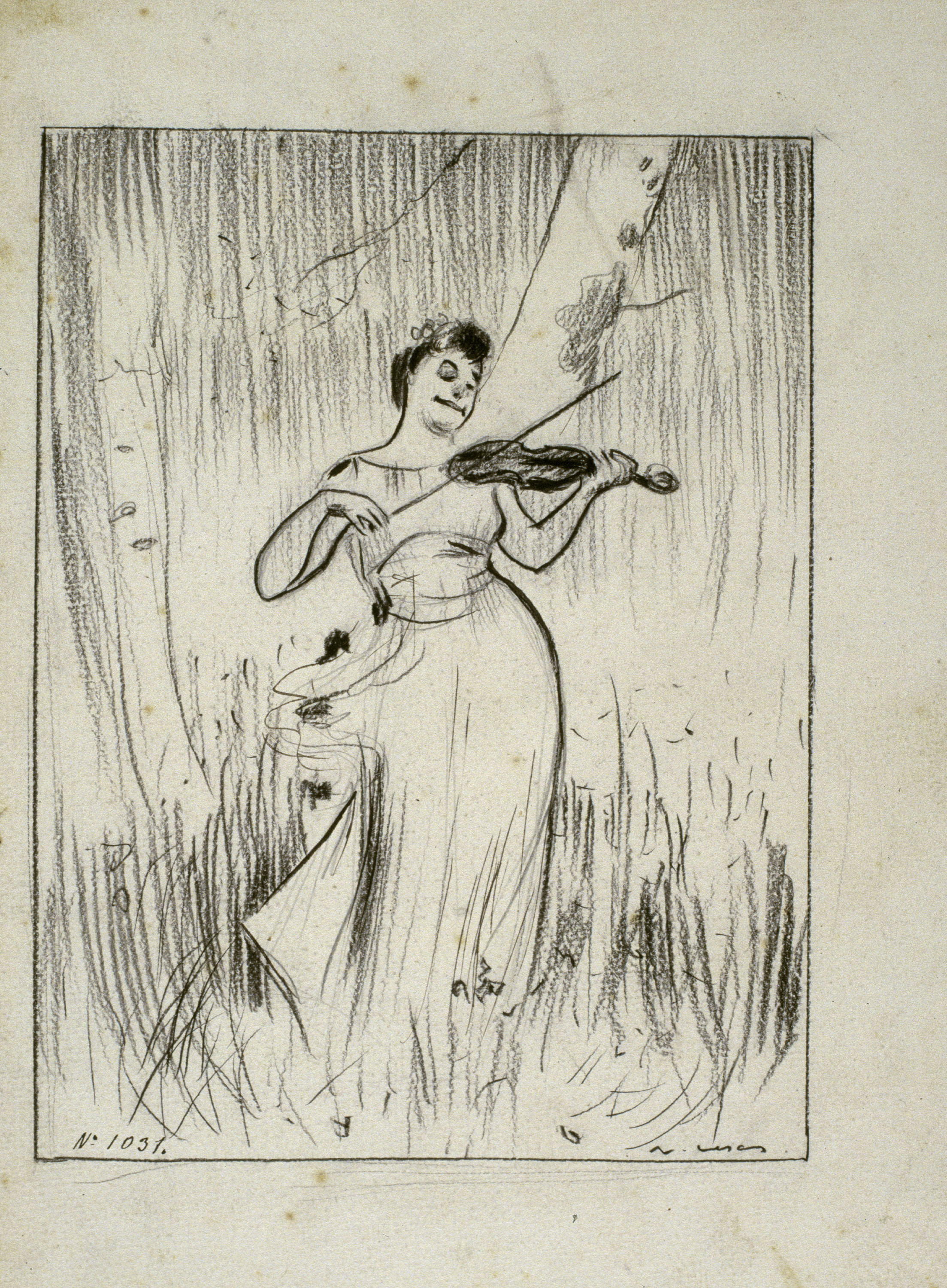 image for: Ramon Casas - Caricatura del quadre «Harmonies del bosc», de Josep Maria Tamburini - Cap a 1896
