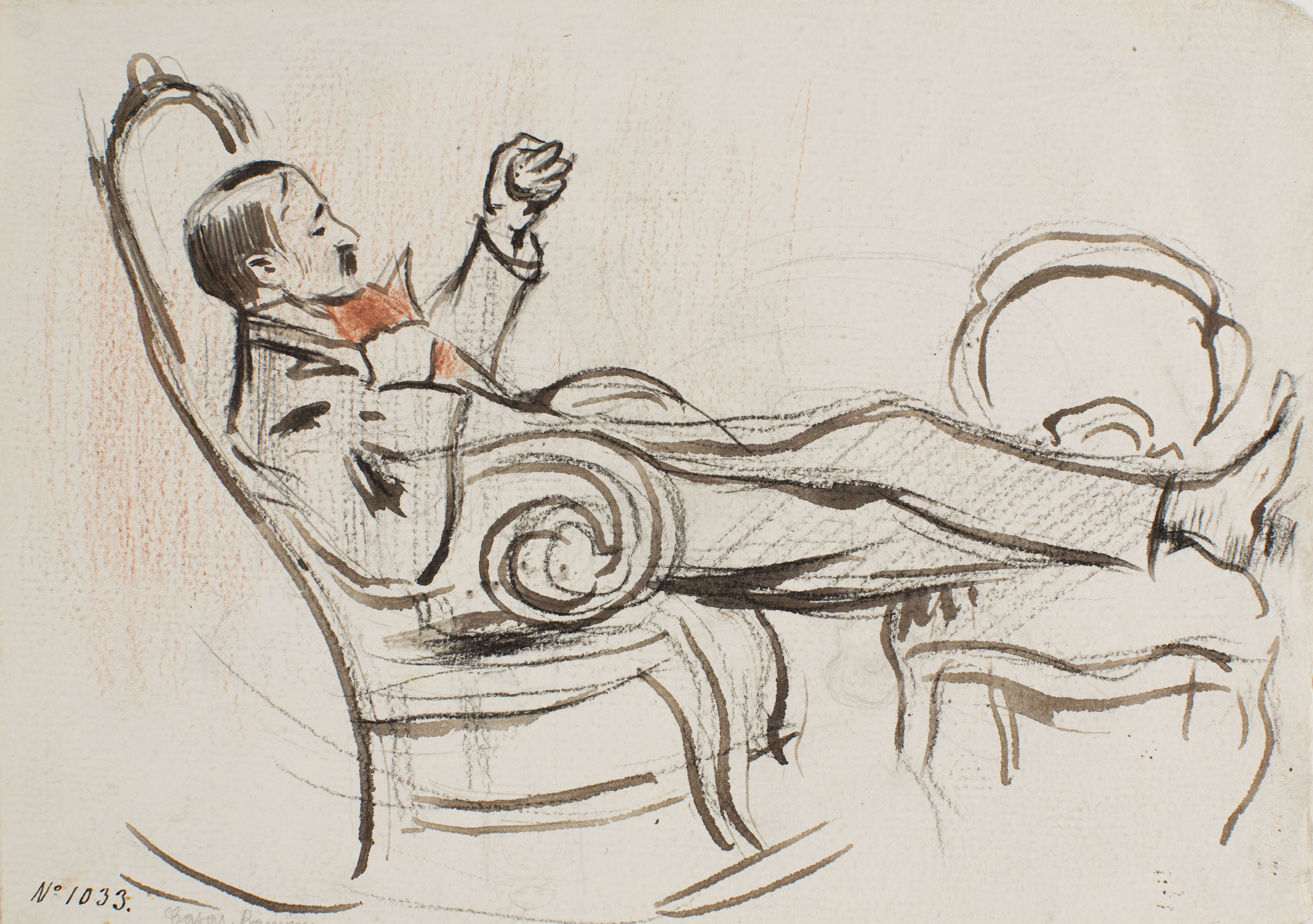 image for: Ramon Casas - Miquel Utrillo descansant (anvers) / Apunt de Miquel Utrillo descansant (revers) - Cap a 1898
