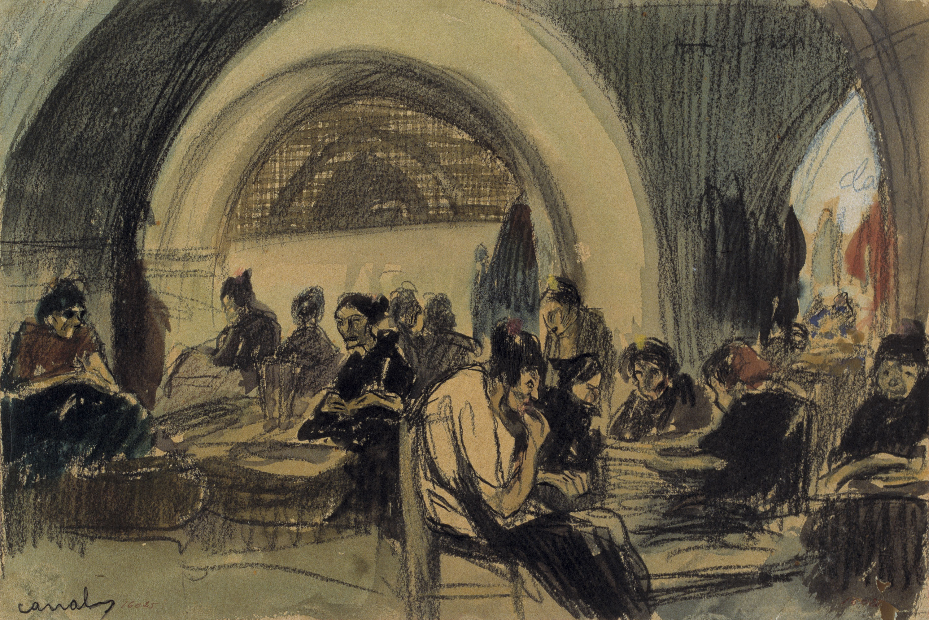 image for: Ricard Canals - Interior de la Reial Fàbrica de Tabacs de Sevilla - Cap a 1920