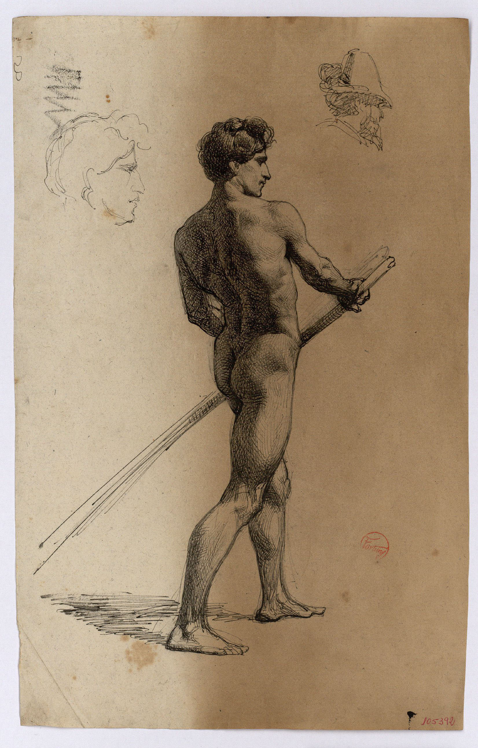 image for: Marià Fortuny - Estudi de nu masculí - Cap a 1860