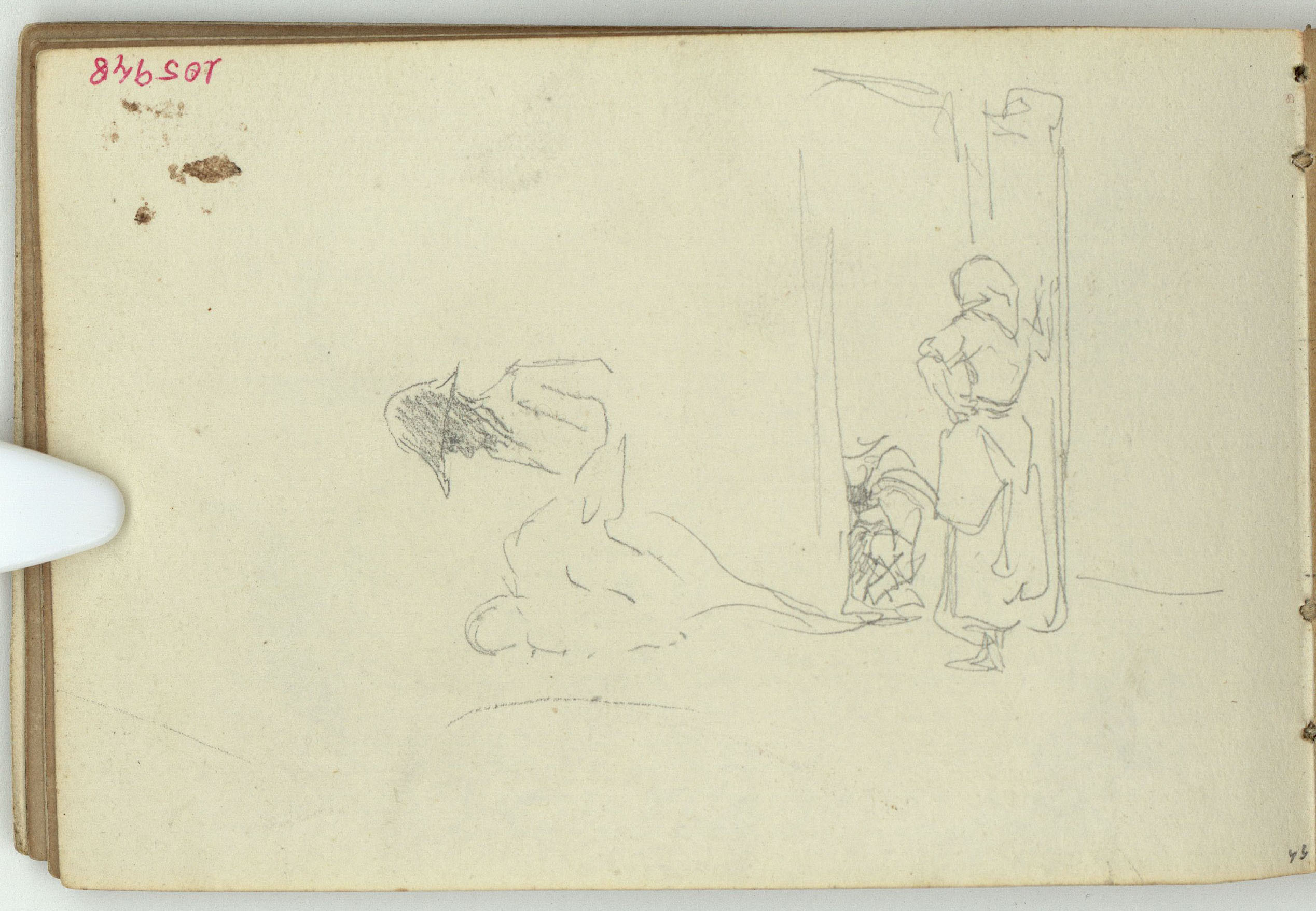 image for: Marià Fortuny - Figures (anvers) / Retrat masculí (revers) - Cap a 1866-1872