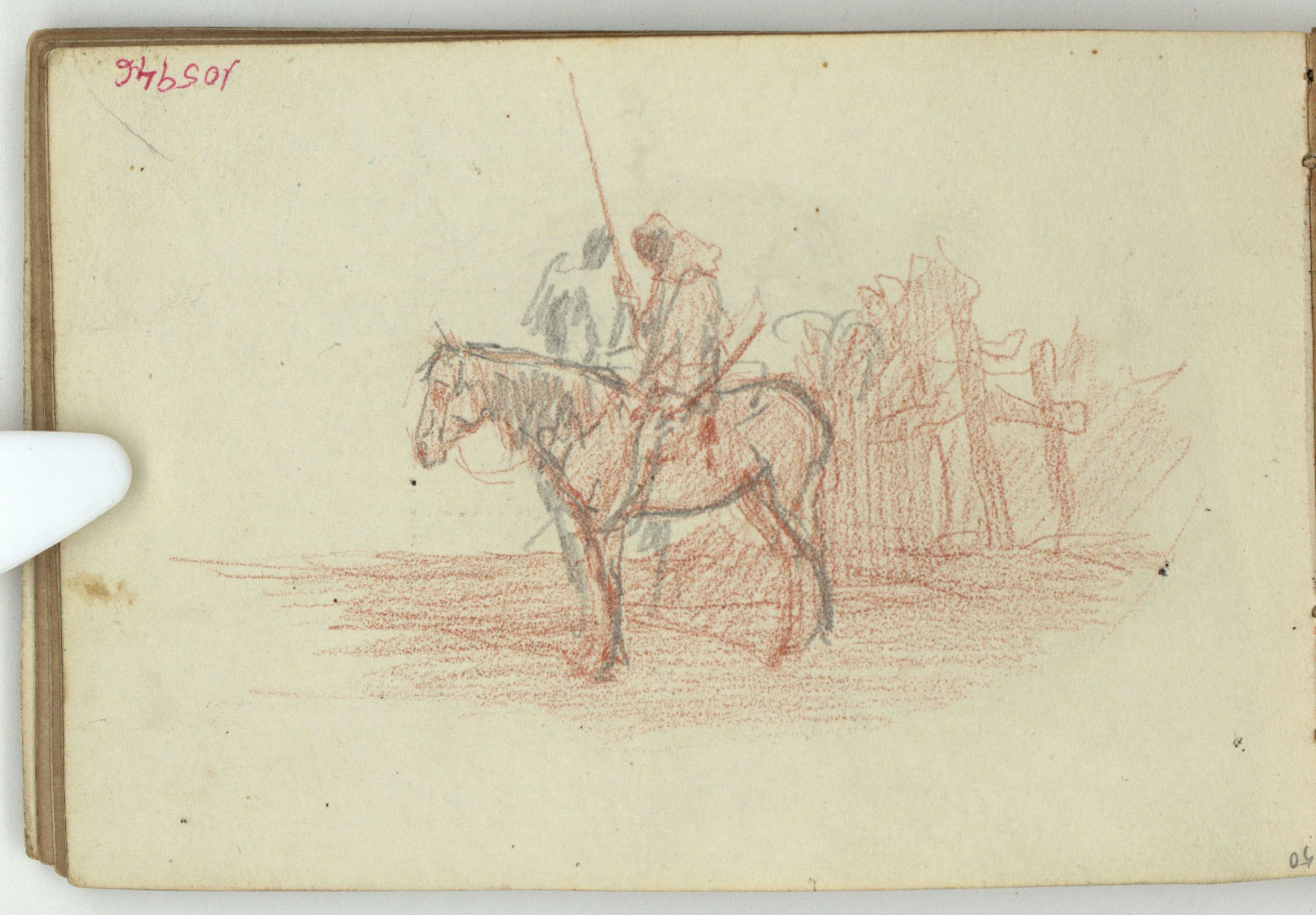 image for: Marià Fortuny - Genet marroquí a cavall (anvers) / Cotxer (revers) - Cap a 1860-1862