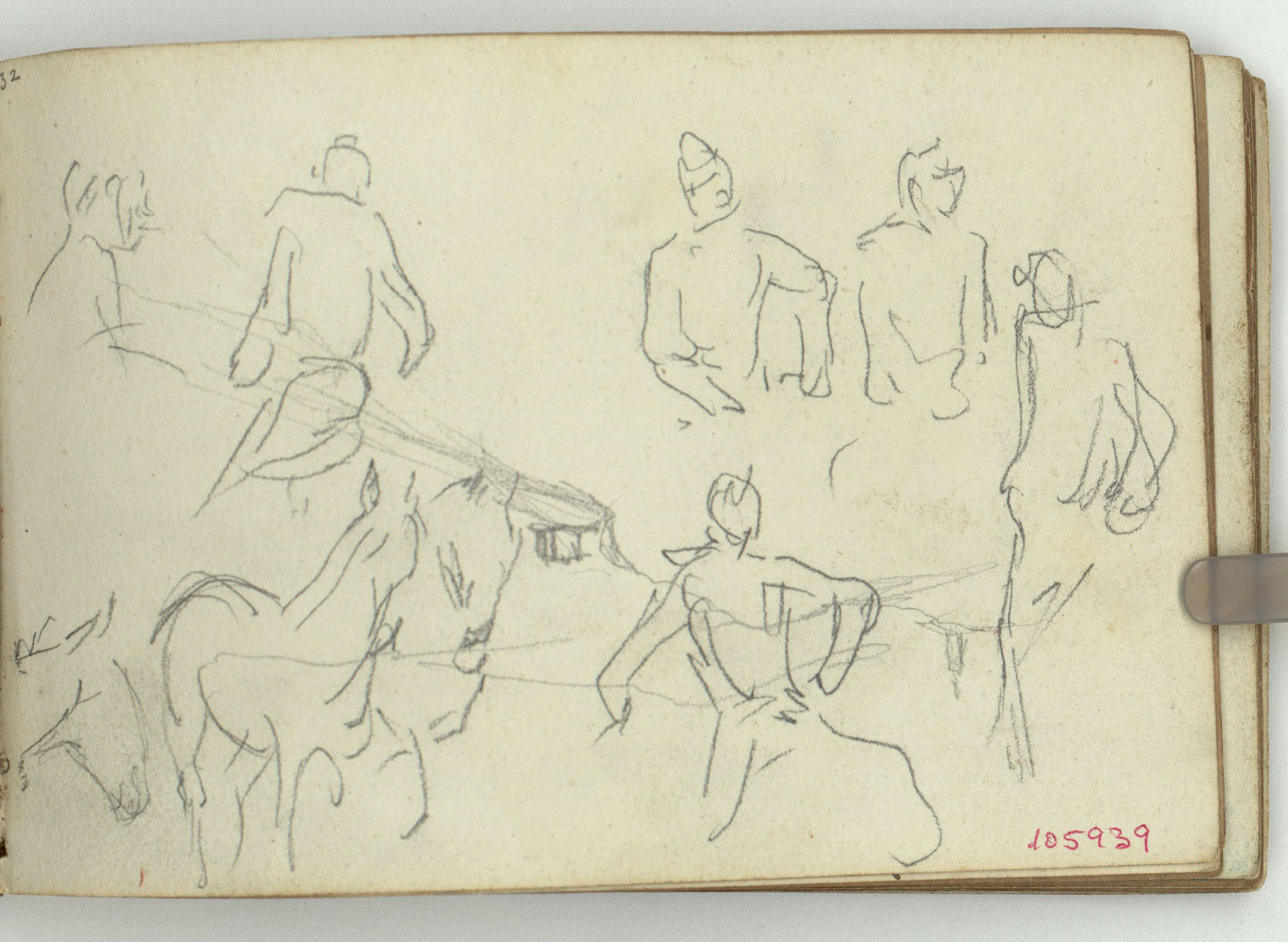 image for: Marià Fortuny - Genets i cavall (anvers) / Cariàtide i figures dalt d&#039;un carro (revers) - Cap a 1863-1866