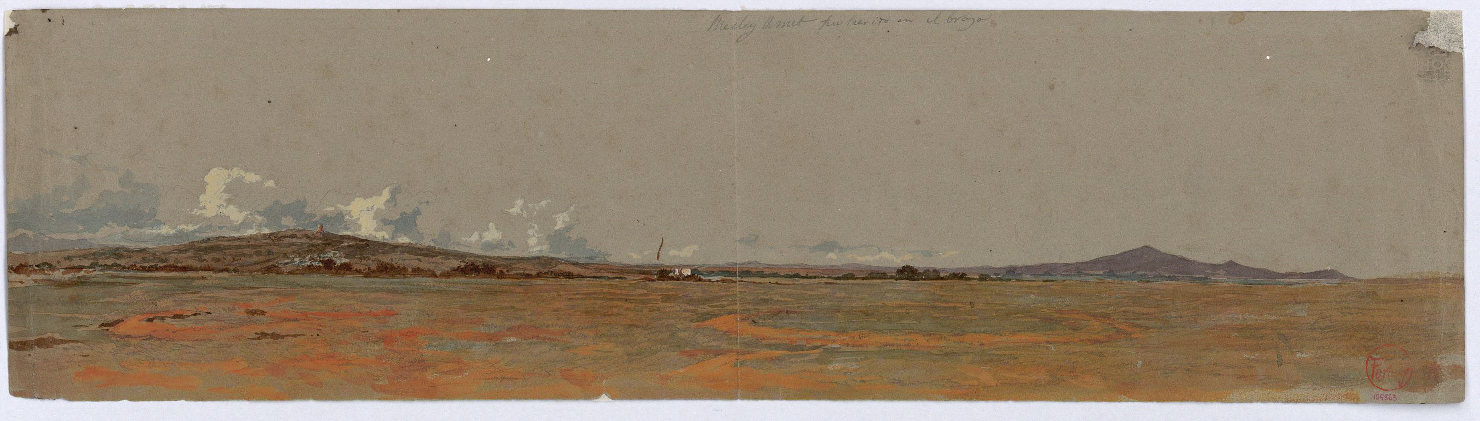 image for: Marià Fortuny - Paisatge marroquí. Estudi per al quadre «La batalla de Tetuan» - Cap a 1860