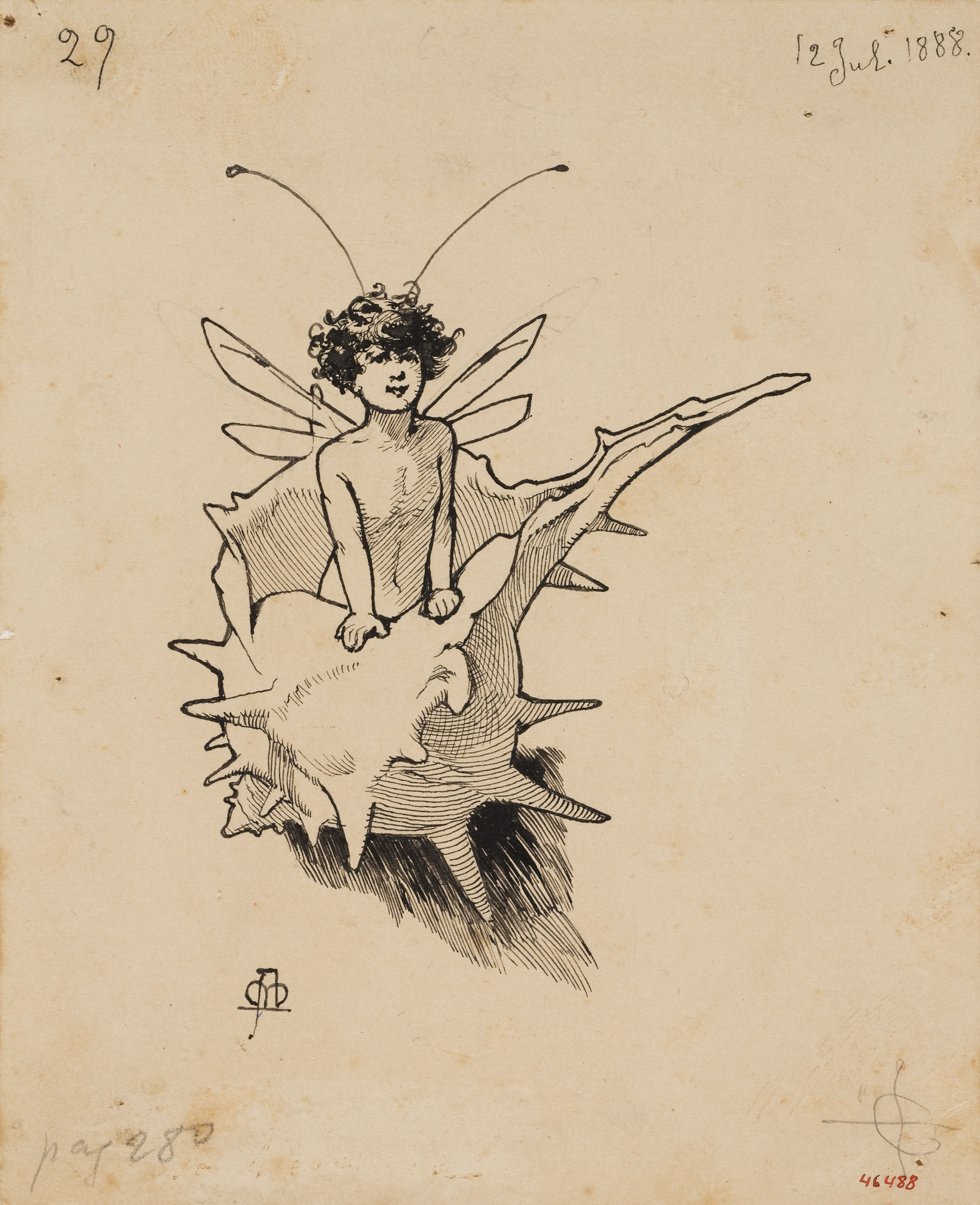 image for: Apel·les Mestres - Silf sortint de l&#039;interior d&#039;un cargol de mar. Culdellàntia per al poema «Liliana» d&#039;Apel·les Mestres - 1888